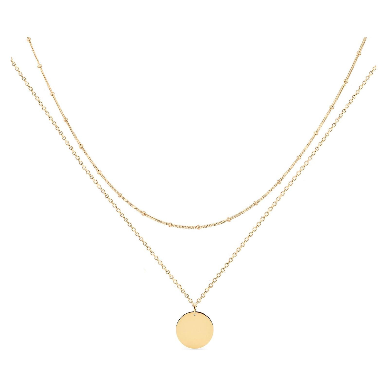 Collar Colgante en Capas MEVECCO Baño de Oro 18k para Mujeres