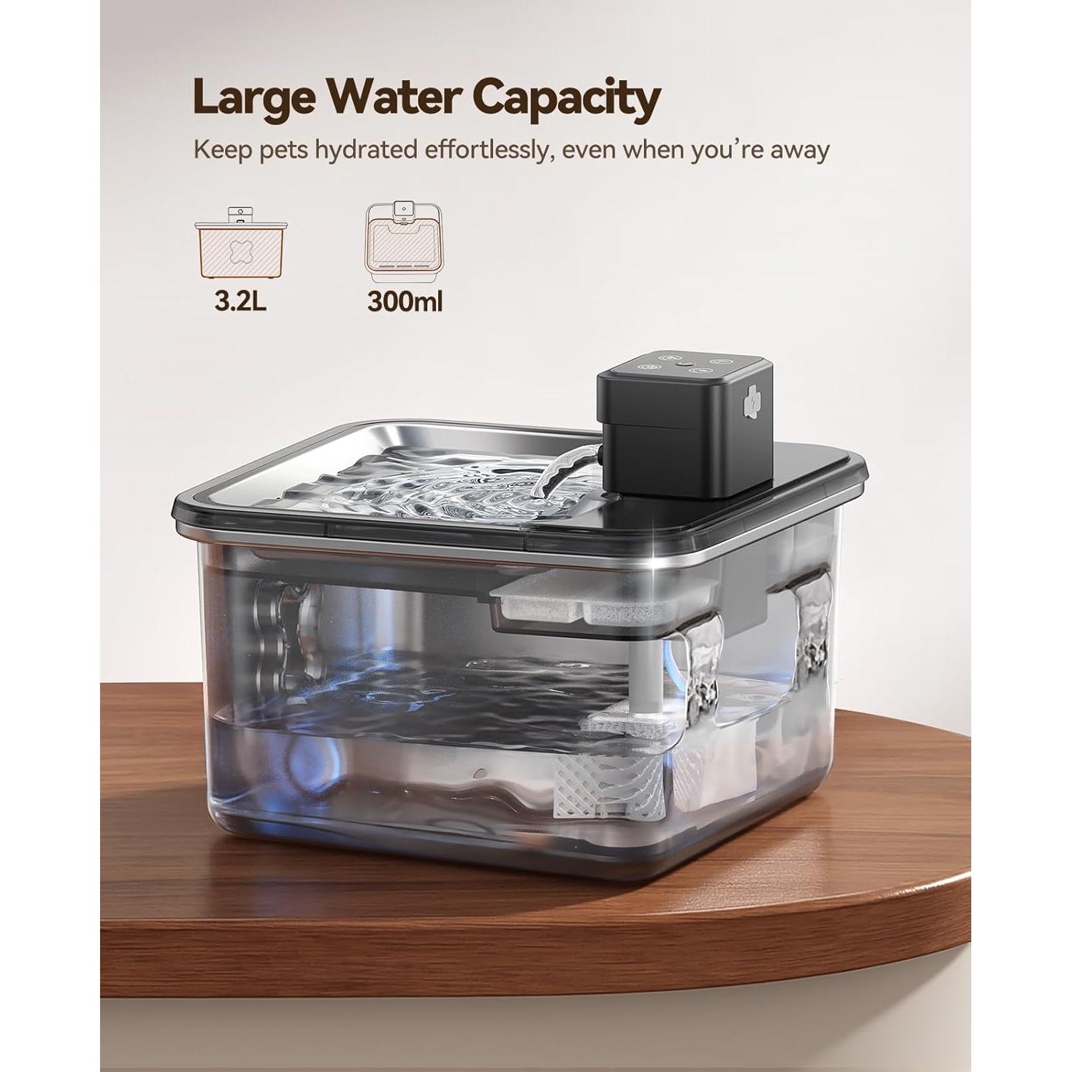 Fuente de Agua para Gatos FEELNEEDY Acero Inoxidable 3.2L