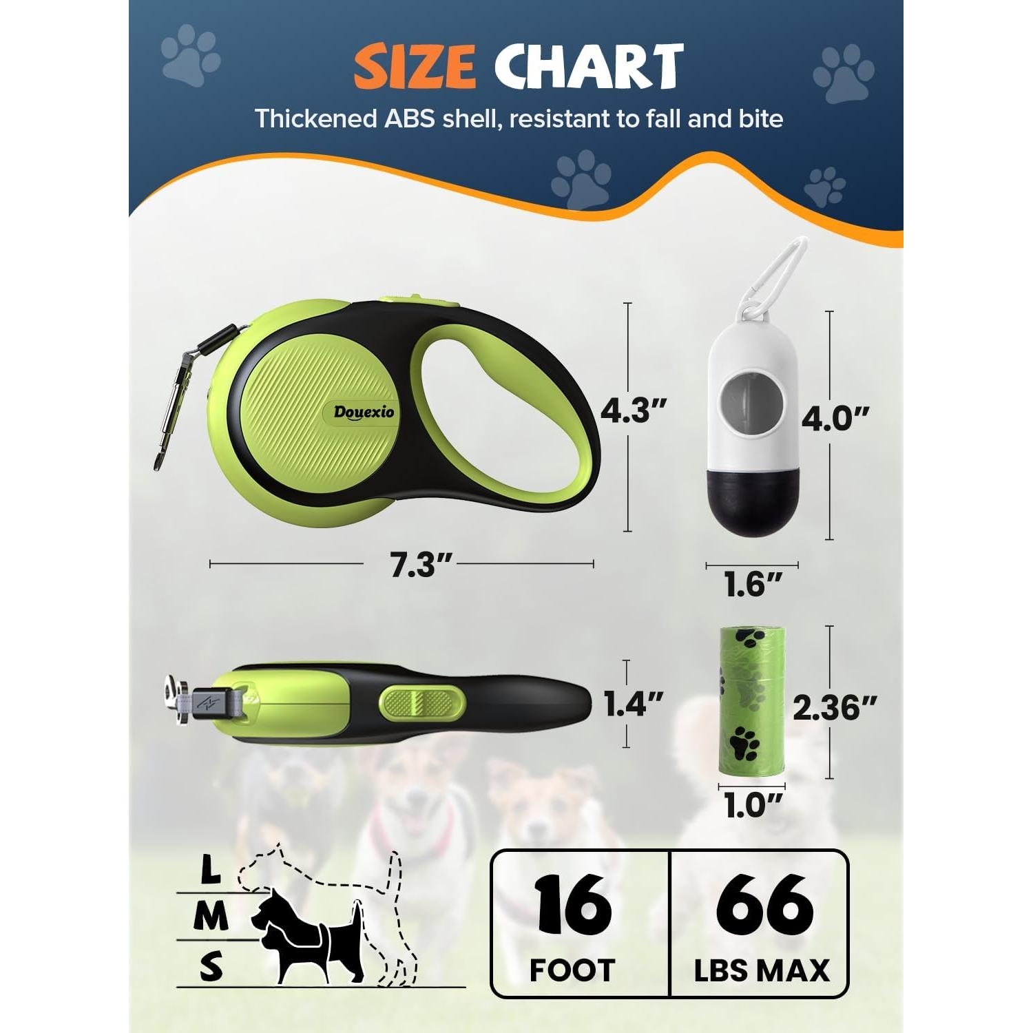 Correa de Perro Retráctil Douexio 4.88m con Linterna LED