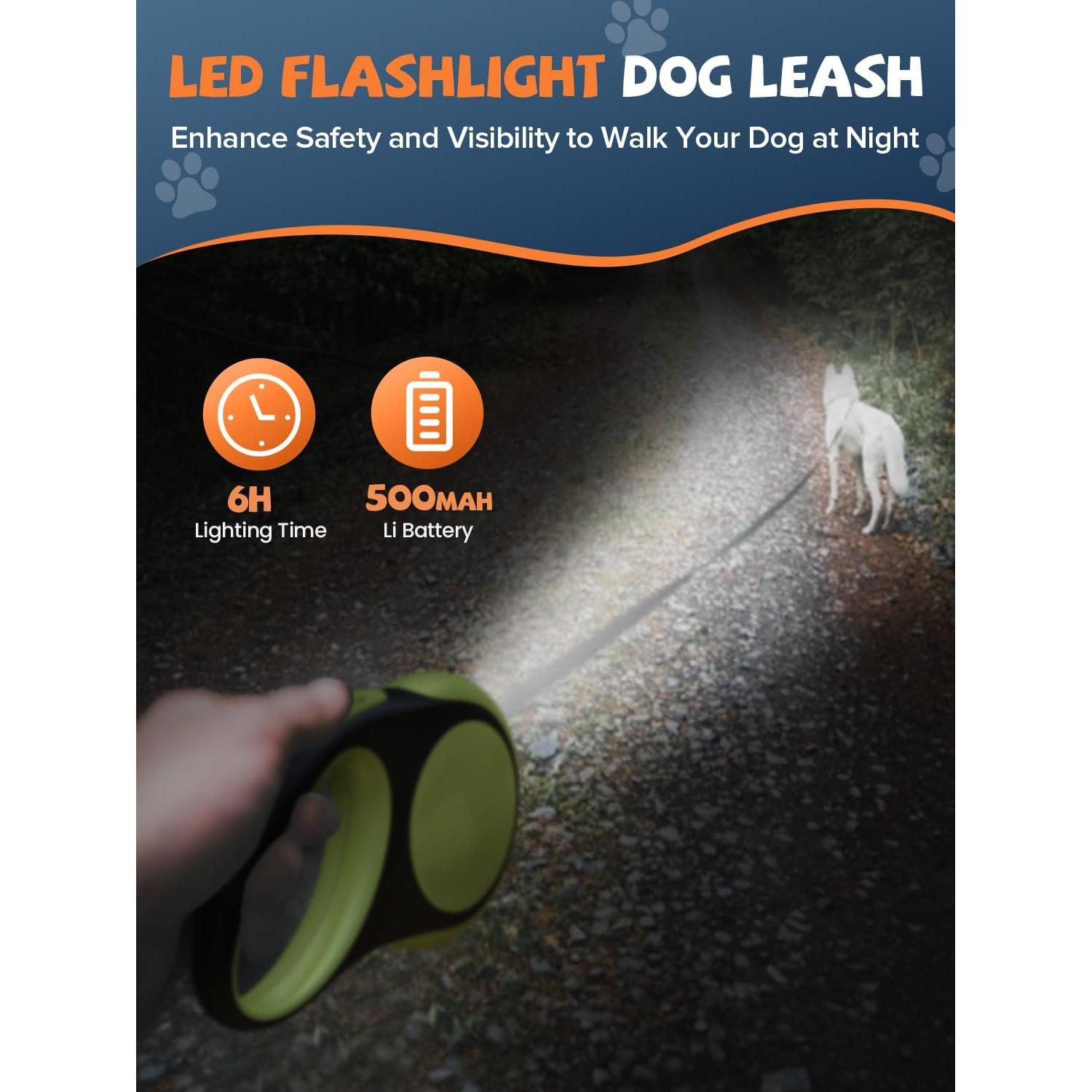 Correa de Perro Retráctil Douexio 4.88m con Linterna LED