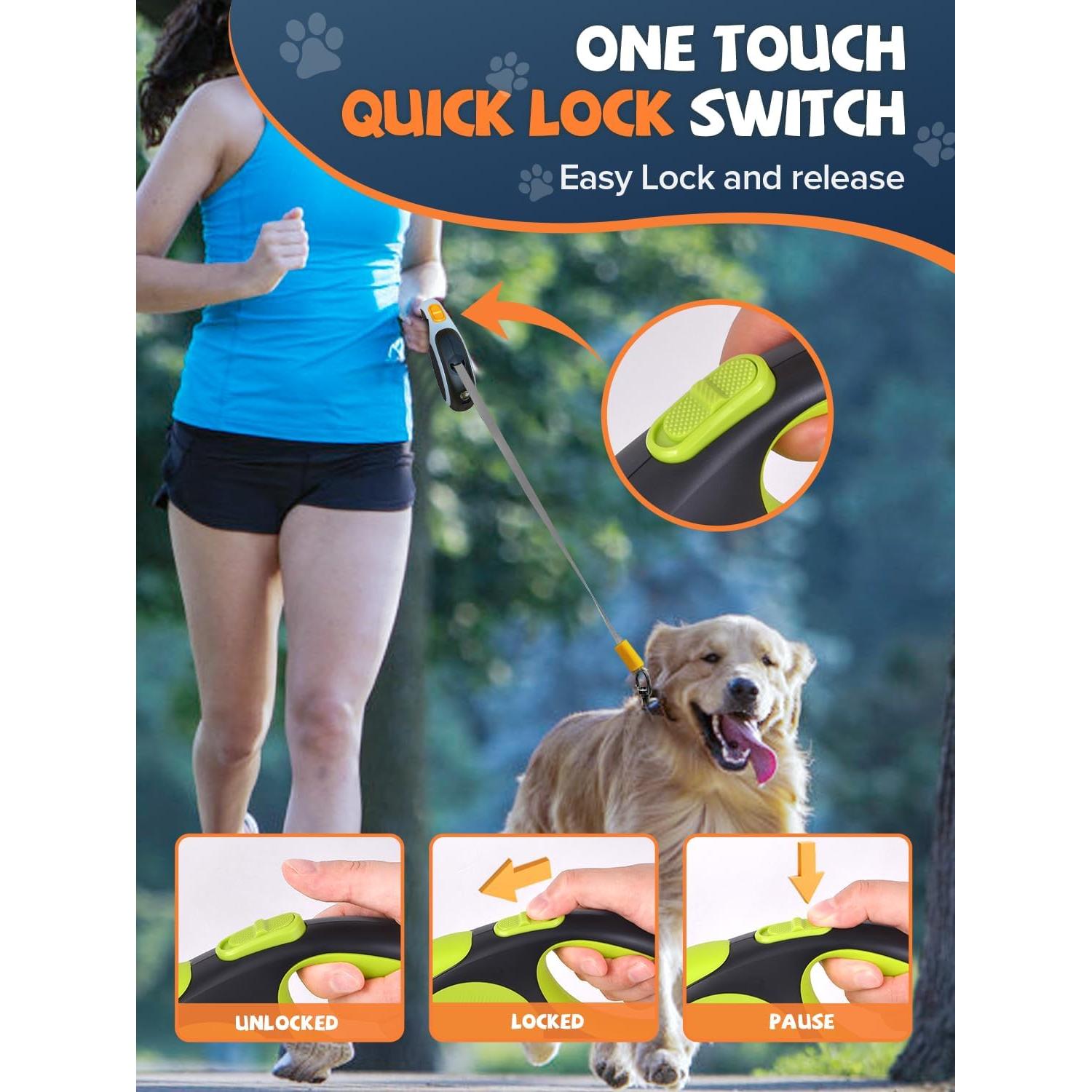 Correa de Perro Retráctil Douexio 4.88m con Linterna LED