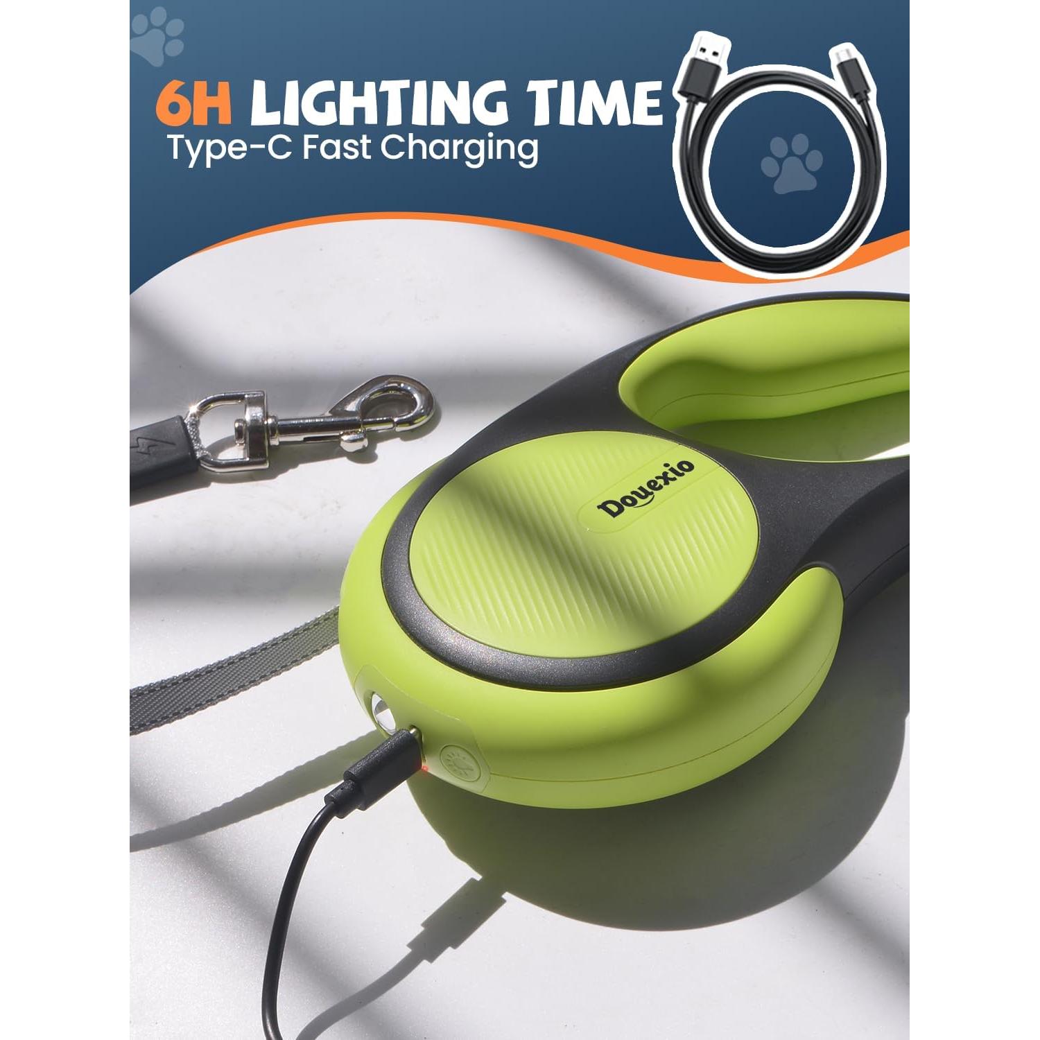 Correa de Perro Retráctil Douexio 4.88m con Linterna LED