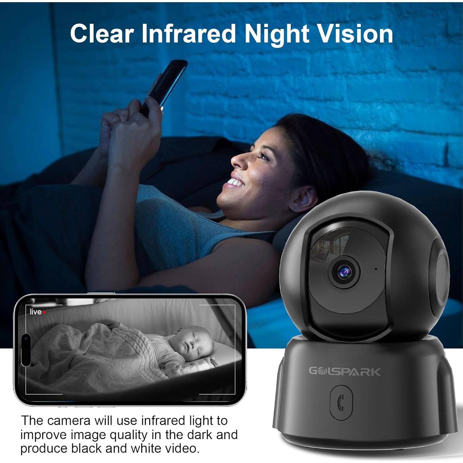 Cámara de Seguridad GOLSPARK 2K WiFi con Visión Nocturna