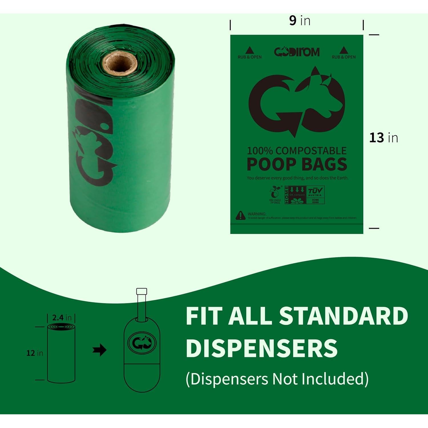 Bolsas de Poop Compostables Codirom 120 Unidades 18 Micrones