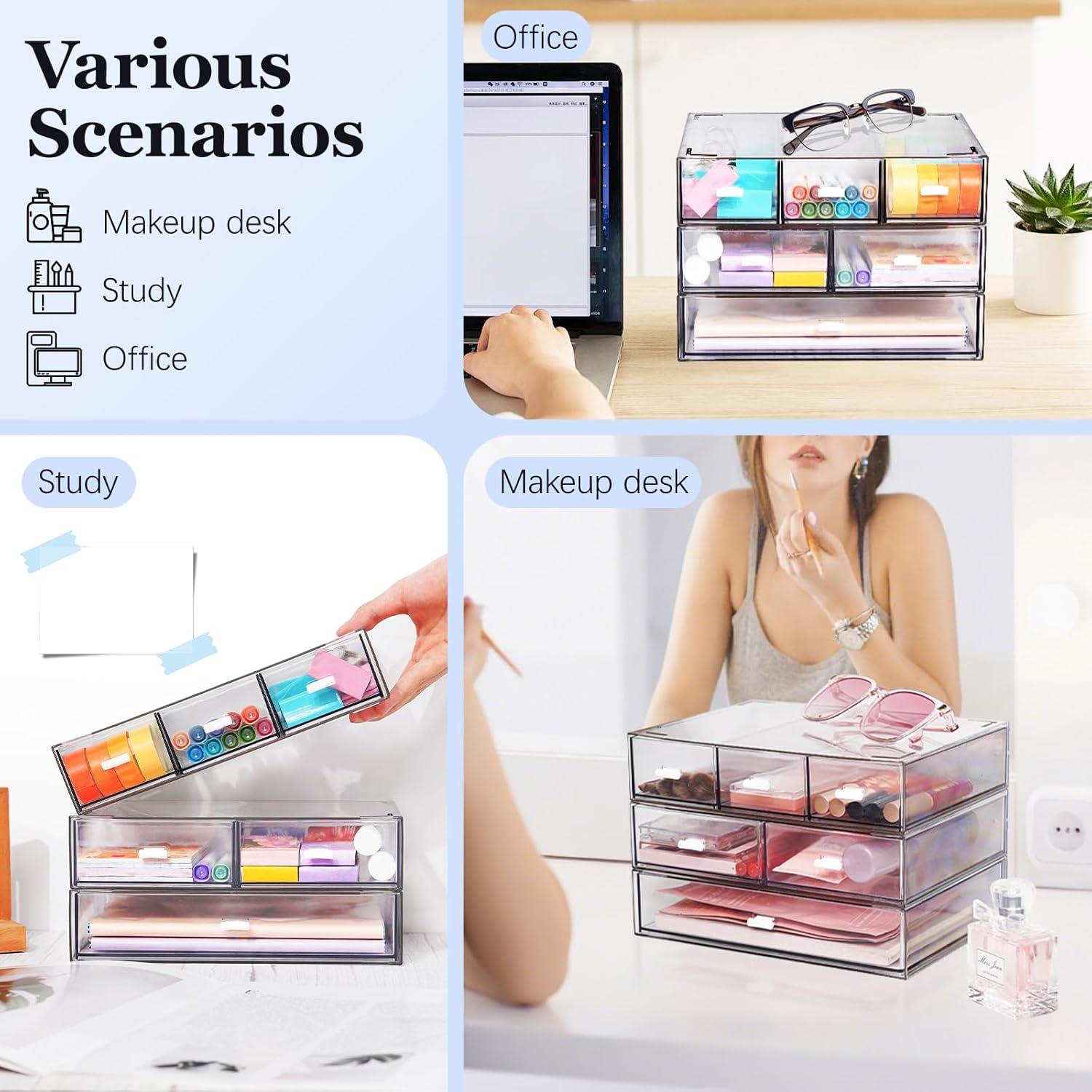 Organizador de Escritorio YOCOMEY 3 Niveles 6 Cajones Transparente