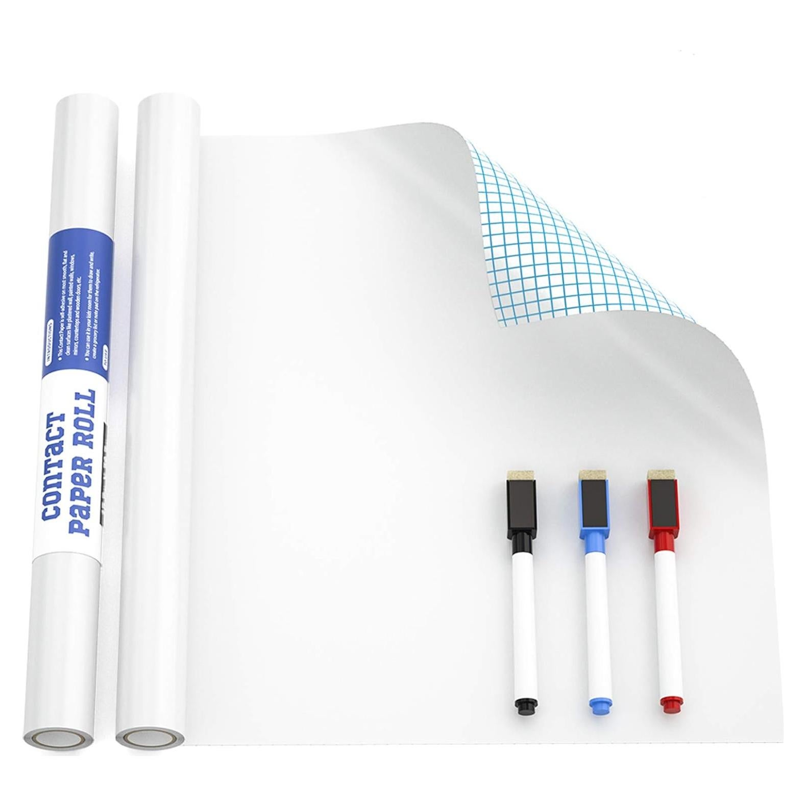 Pegatina de Pizarra Blanca Autoadhesiva Nicpro 44.5x200 cm con 3 Marcadores