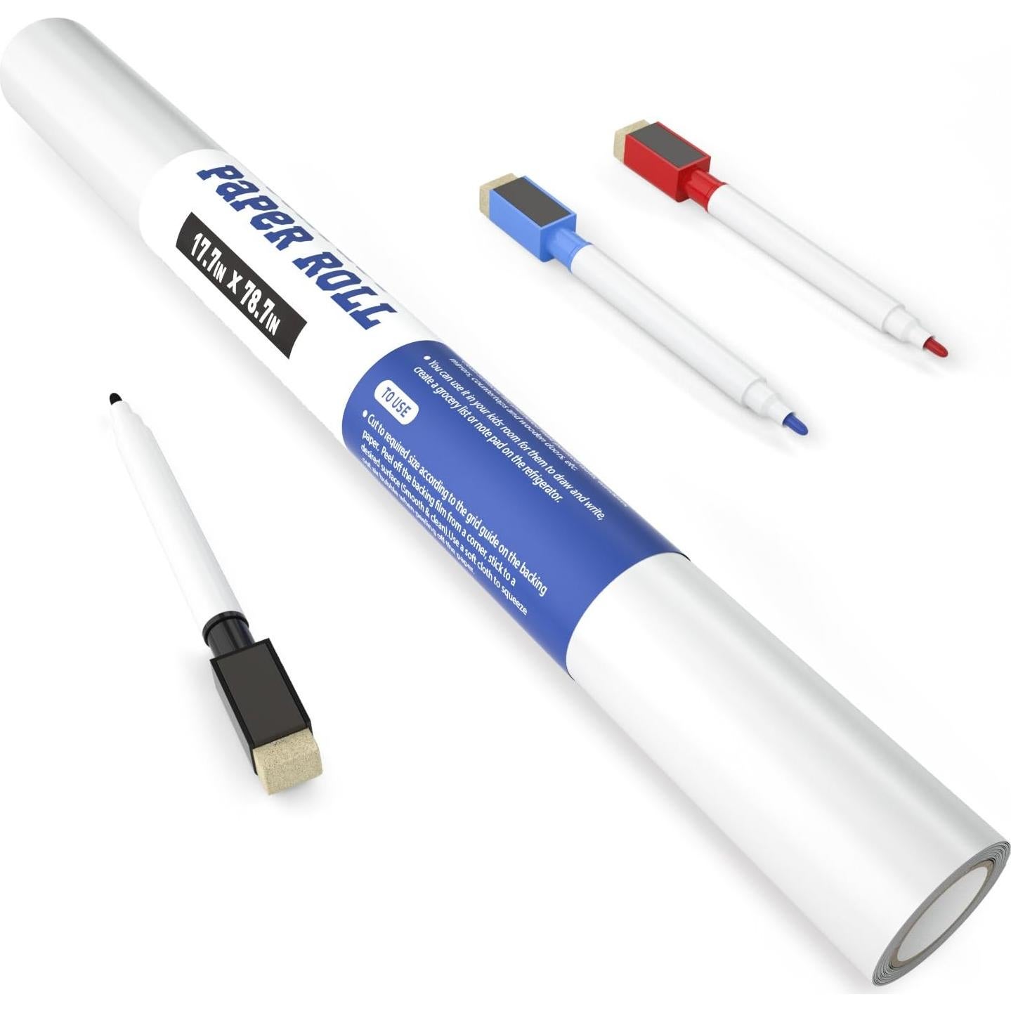 Pegatina de Pizarra Blanca Autoadhesiva Nicpro 44.5x200 cm con 3 Marcadores