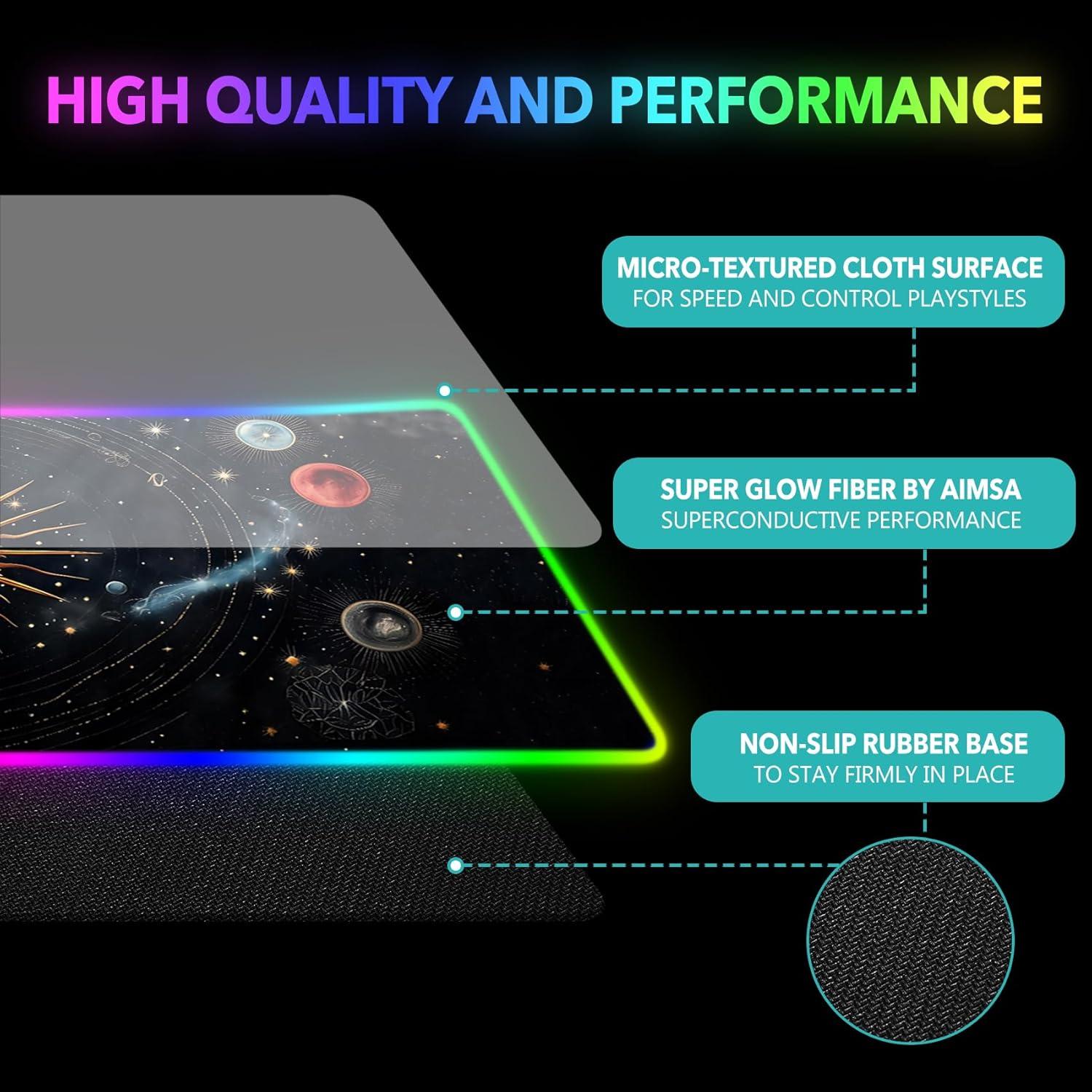 Alfombrilla de Ratón RGB AIMSA 90x40cm con 14 Modos de Luz