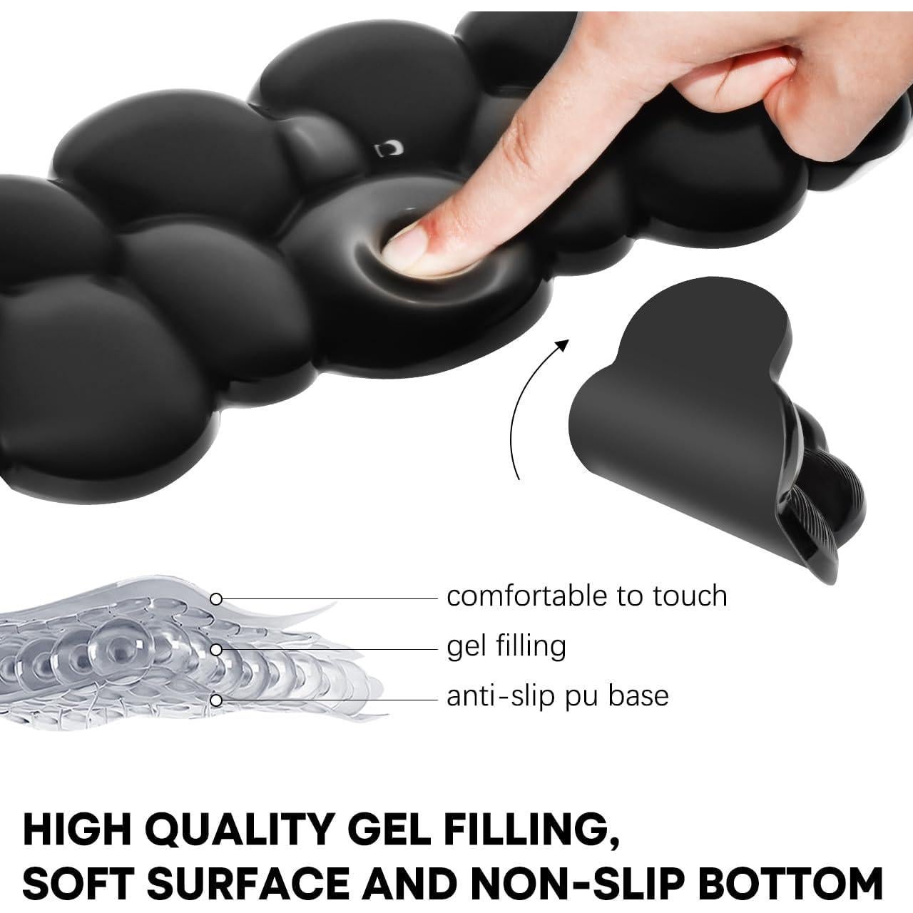 Reposamuñecas Ergonómico JIKIOU Gel Nube Negro - 3 Piezas