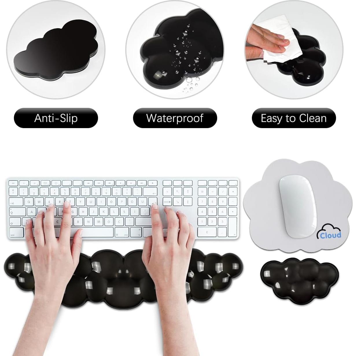 Reposamuñecas Ergonómico JIKIOU Gel Nube Negro - 3 Piezas