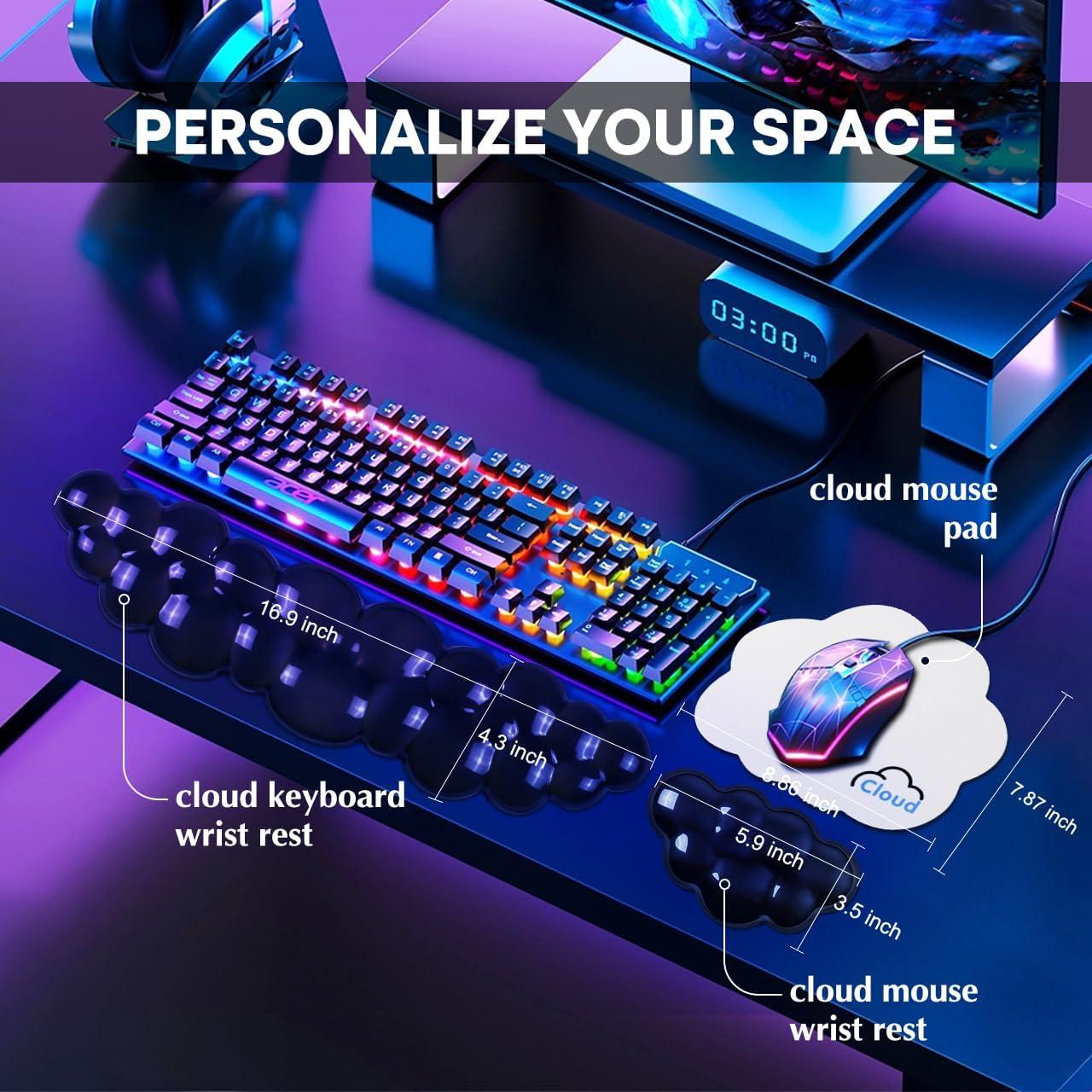 Reposamuñecas Ergonómico JIKIOU Gel Nube Negro - 3 Piezas