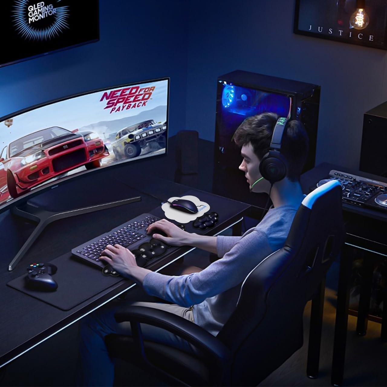 Reposamuñecas Ergonómico JIKIOU Gel Nube Negro - 3 Piezas