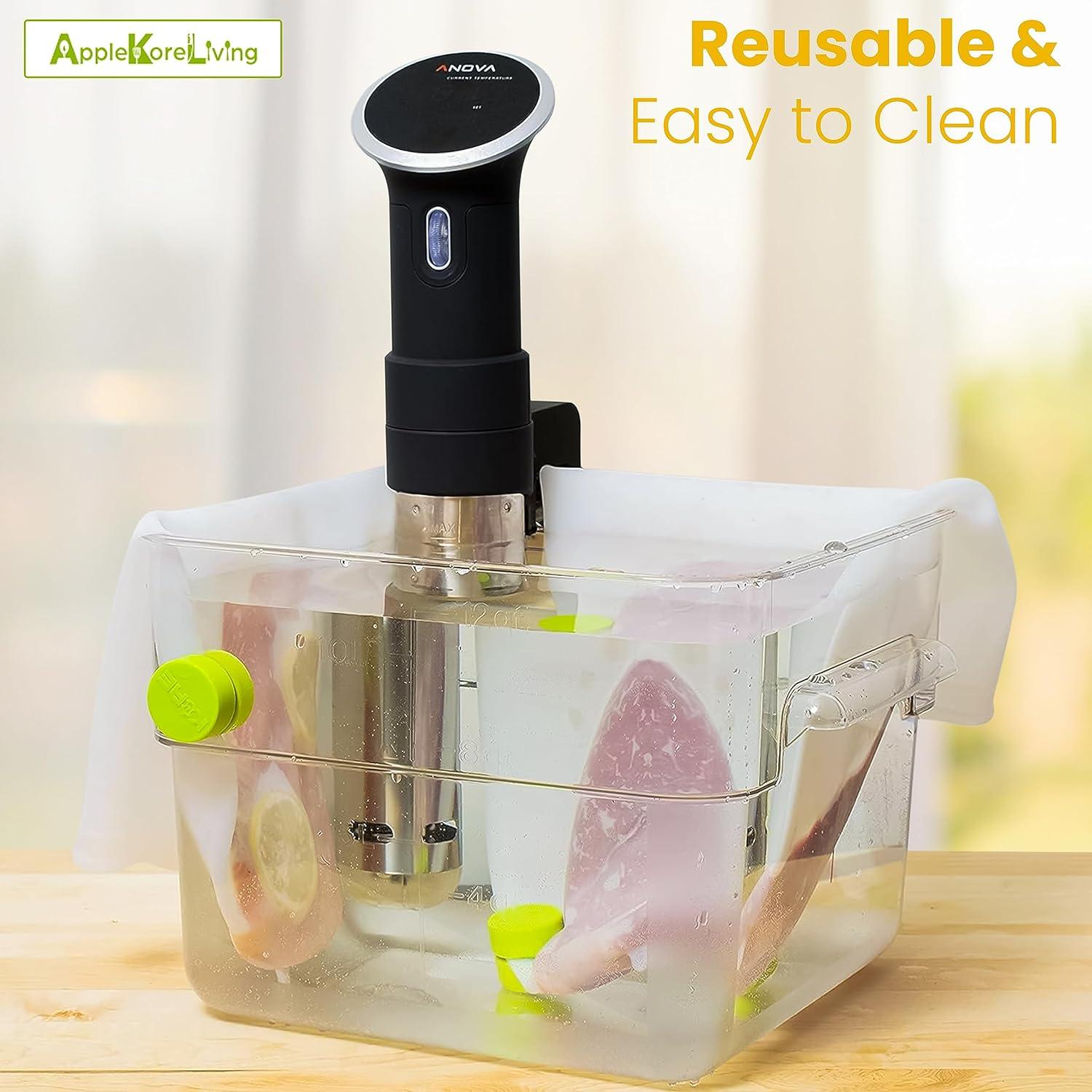 Bolsas de Silicona Reutilizables Sous Vide AppleKoreLiving - Set 2 Unidades