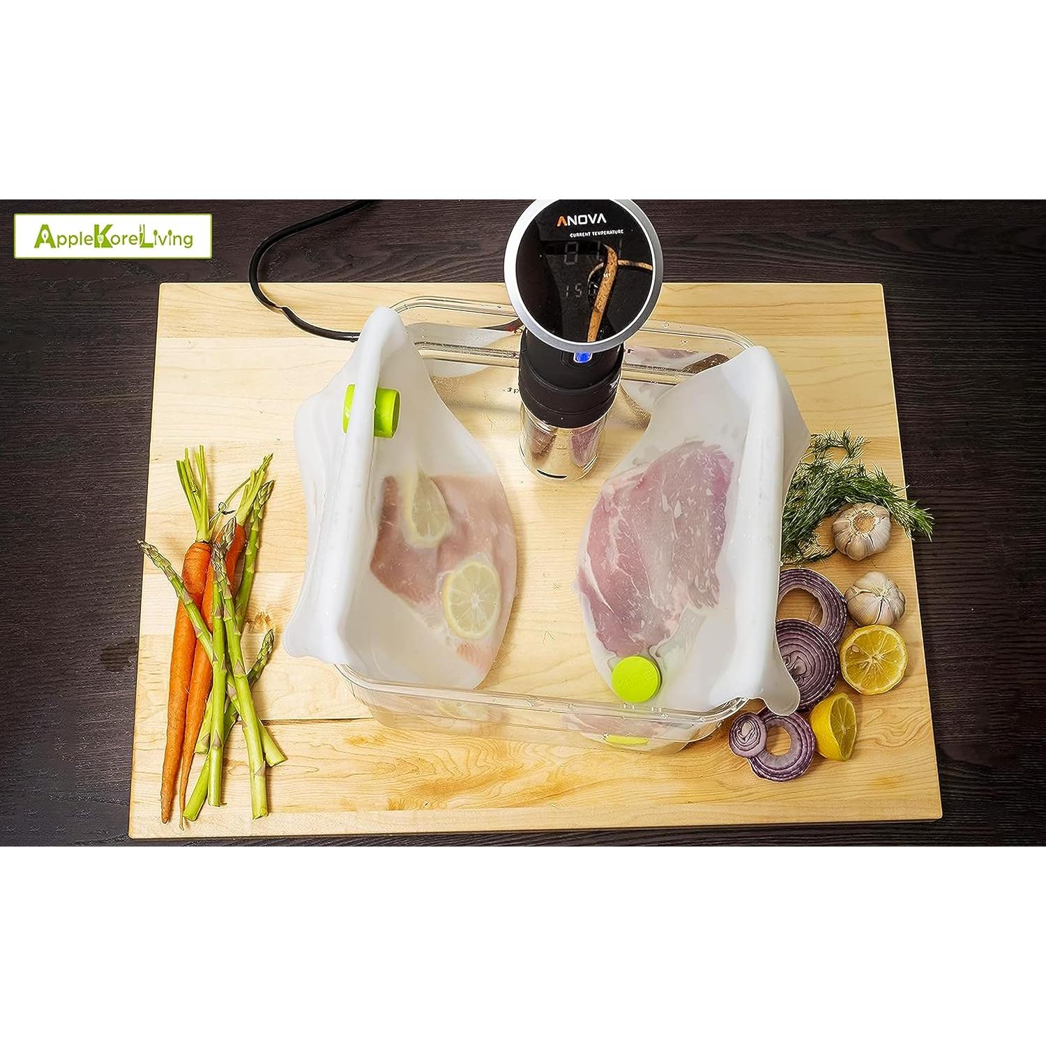 Bolsas de Silicona Reutilizables Sous Vide AppleKoreLiving - Set 2 Unidades
