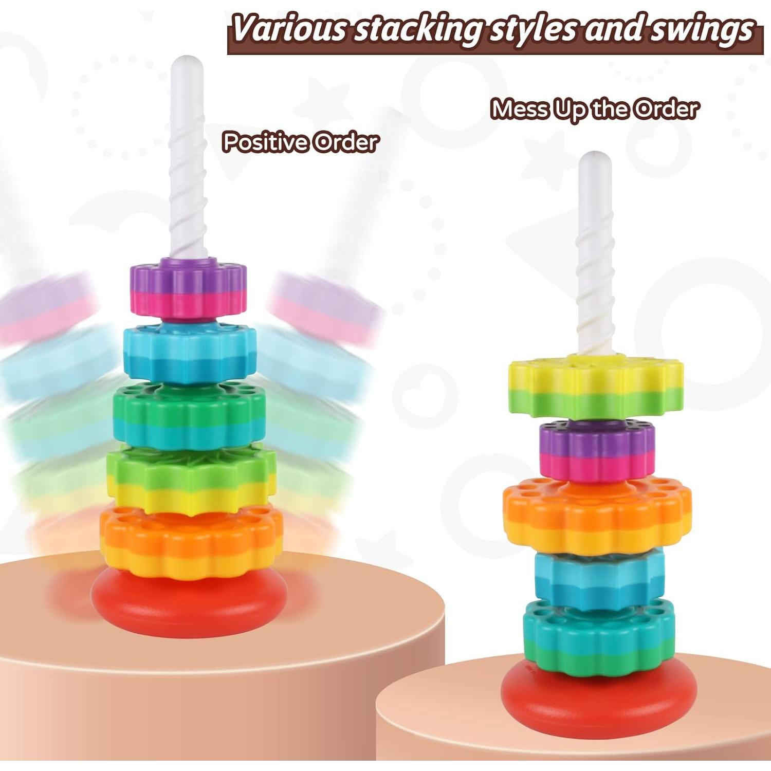 Juguete Apilador Giratorio JUXUE Arcoíris 35.6 cm para Bebés