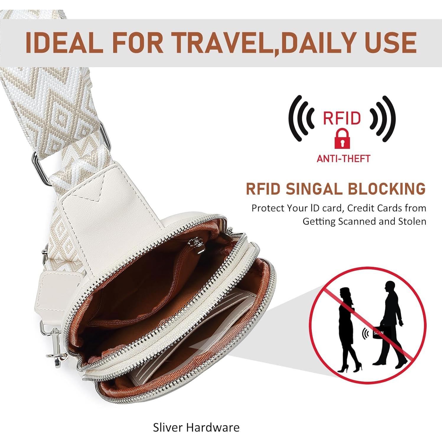 Bolsa Cruzada Antirrobo DIOMO para Mujeres - Cuero Vegano 0.32kg