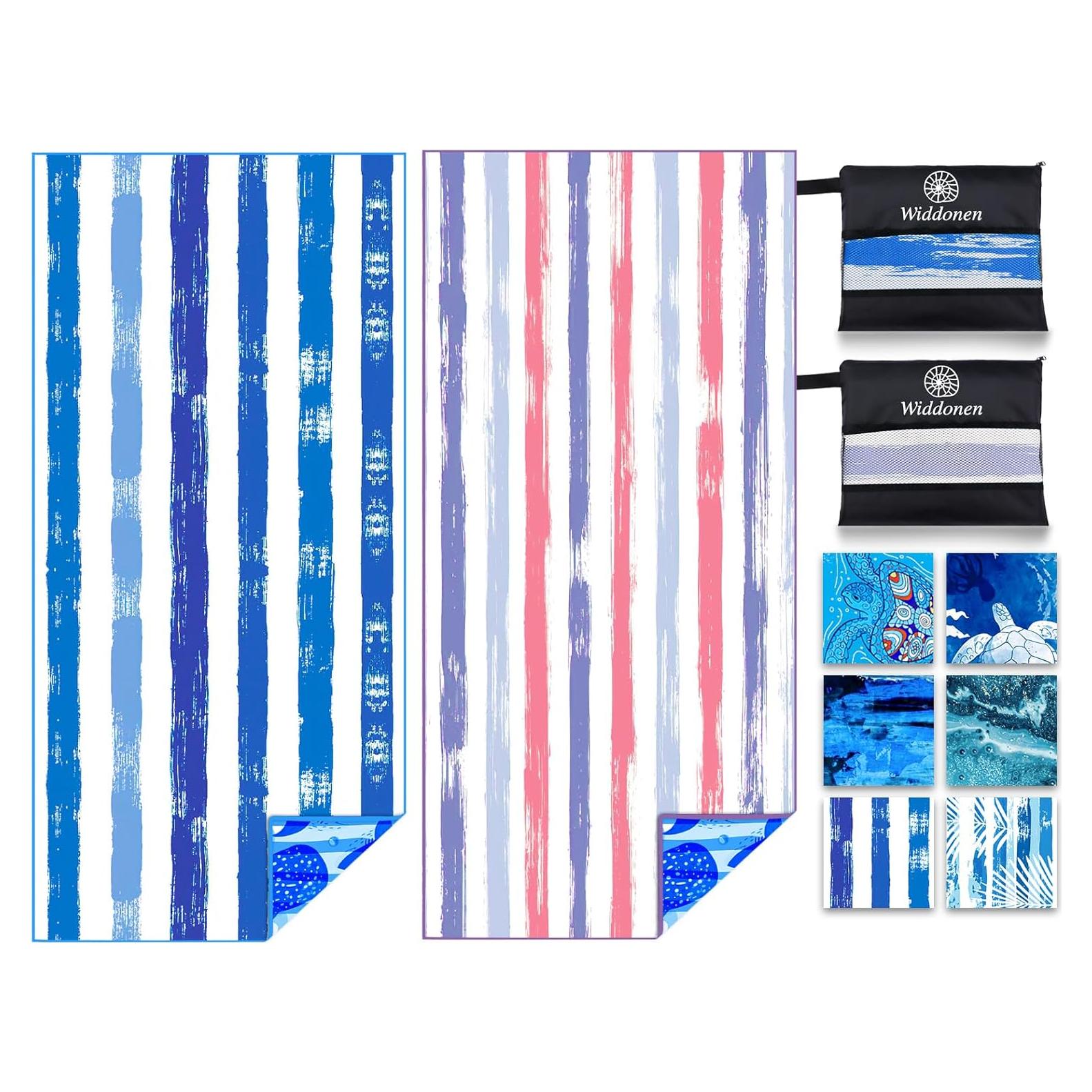 Paquete de 2 Toallas de Playa Microfibra Widdonen 81x180 cm