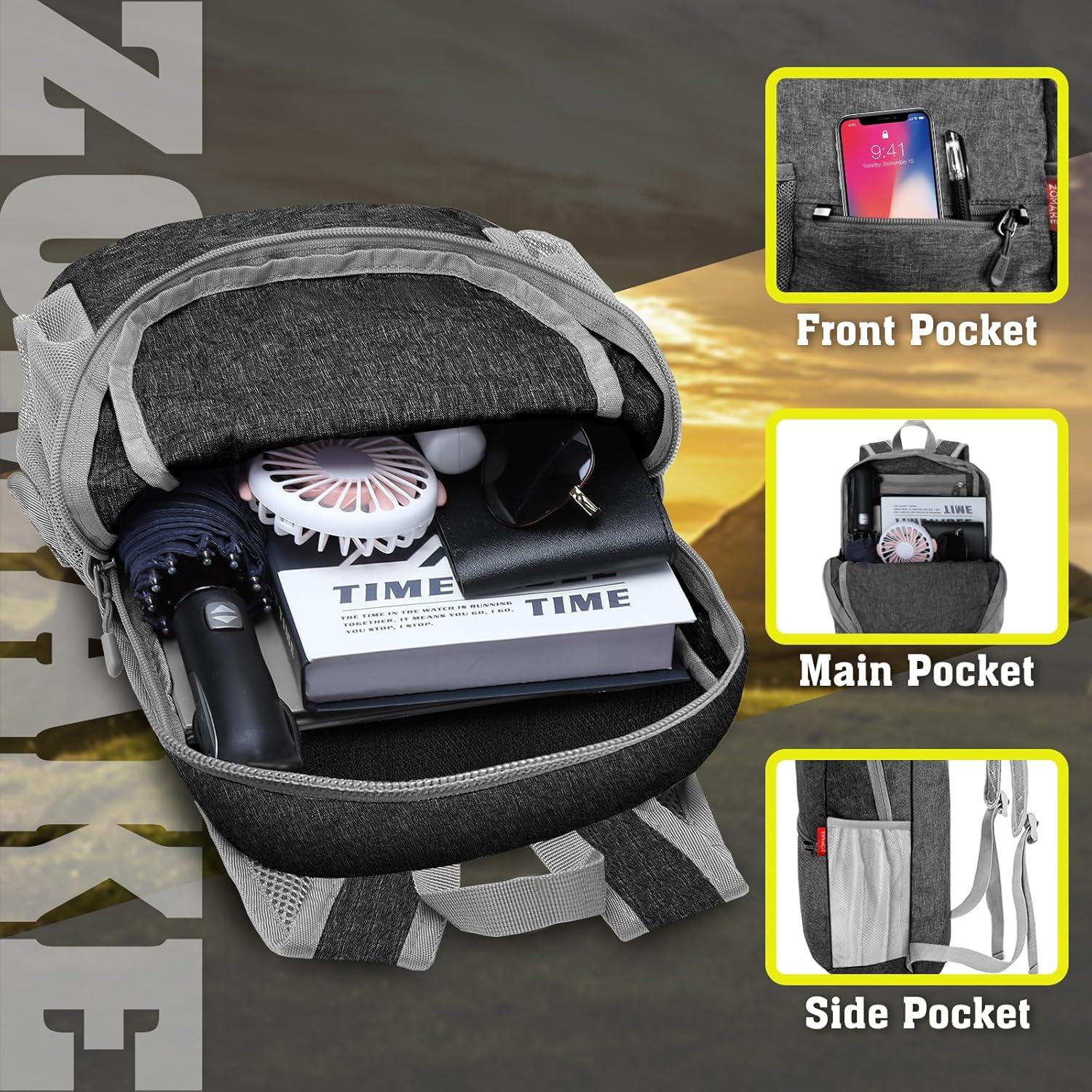 Mochila de Senderismo Plegable ZOMAKE 10L Ligera Negra