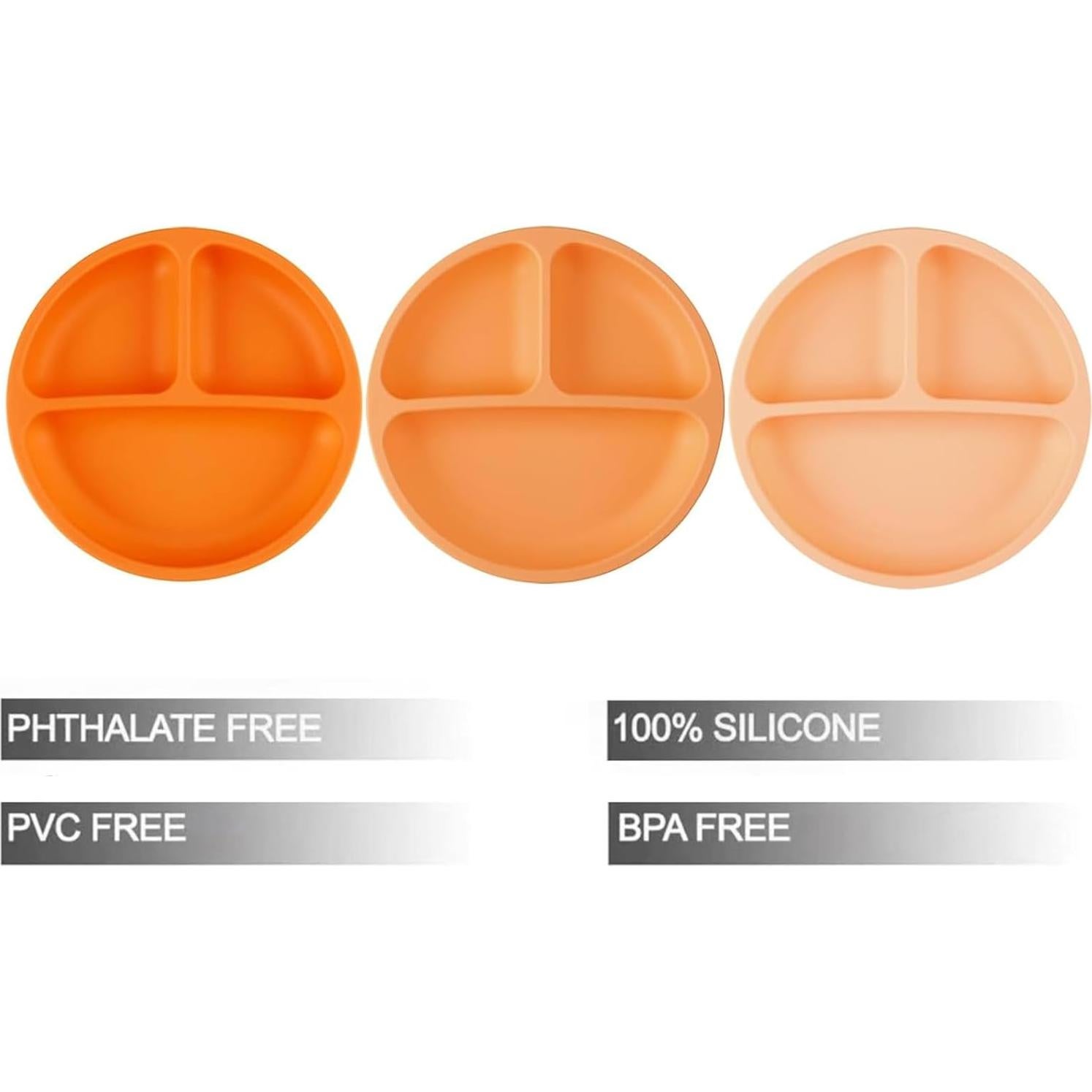 Platos Divididos de Silicona PandaEar para Niños - 3 Piezas Antideslizantes