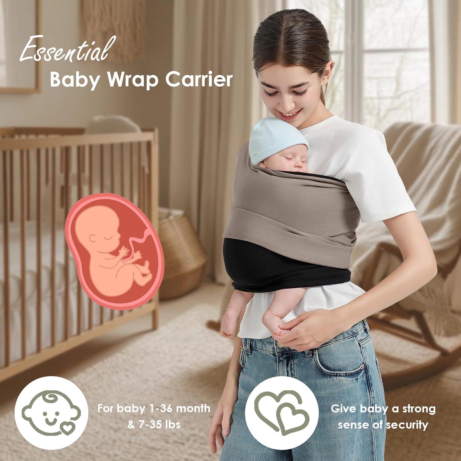 Portabebés Envoltura Shiaon Algodón Negro y Marrón 3.2-13.6 kg