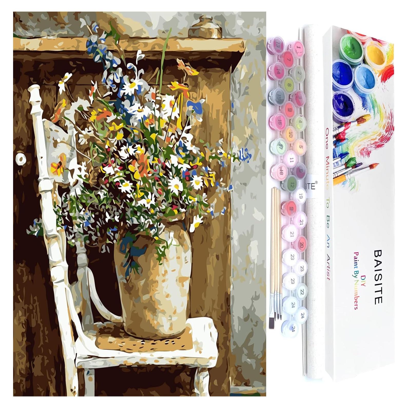 Kit de Pintura por Números BAISITE Jarrón de Margaritas 50.8x40.6cm