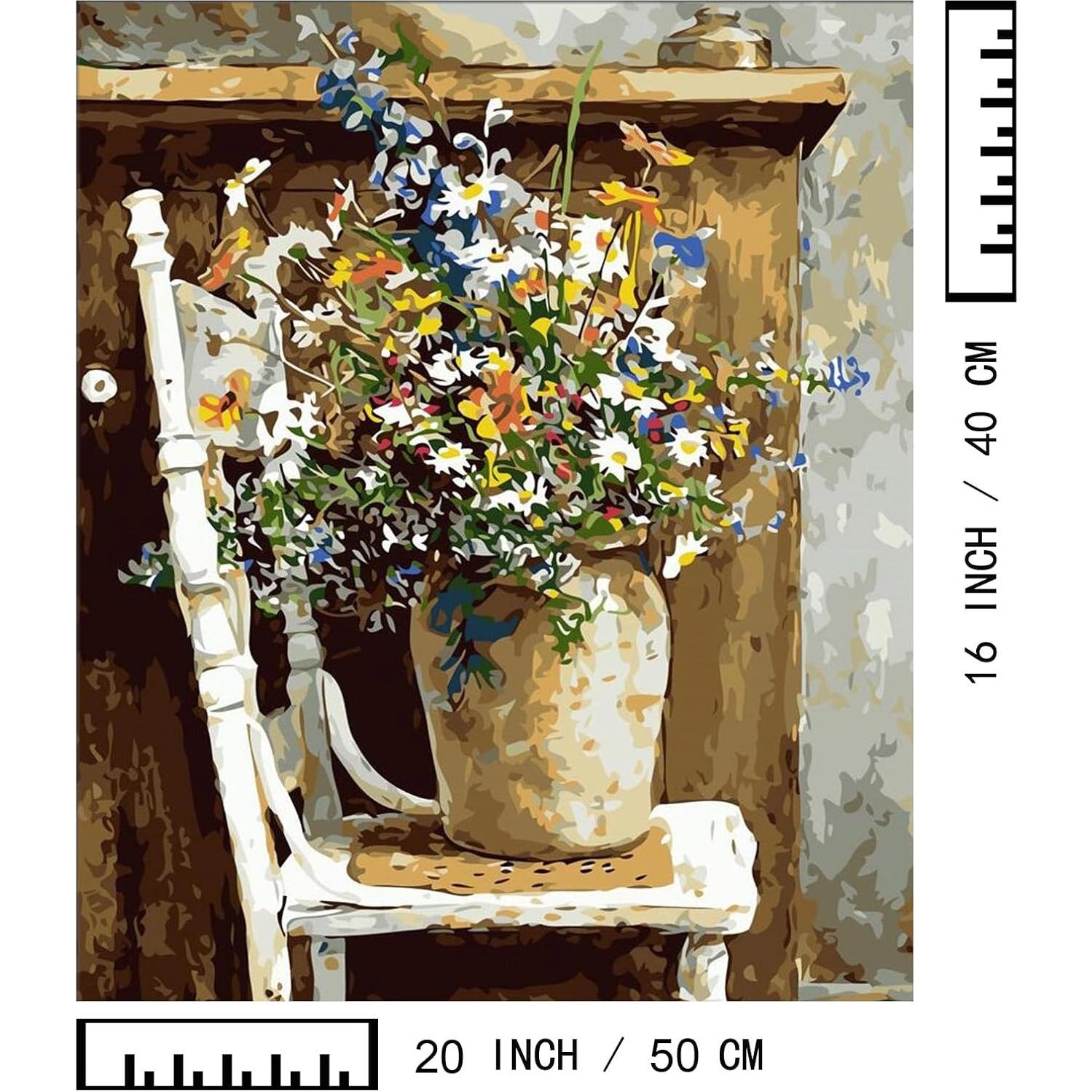 Kit de Pintura por Números BAISITE Jarrón de Margaritas 50.8x40.6cm