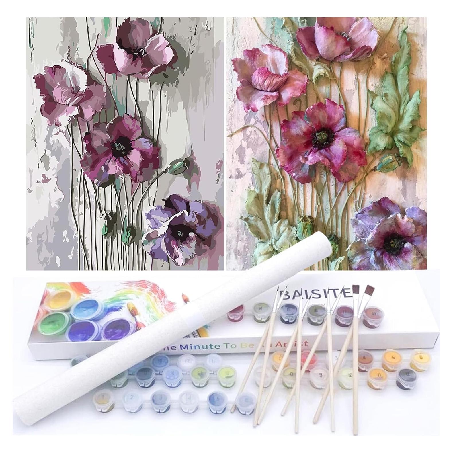 Kit de Pintura por Números BAISITE para Adultos - 2 Lienzos 30x40 cm