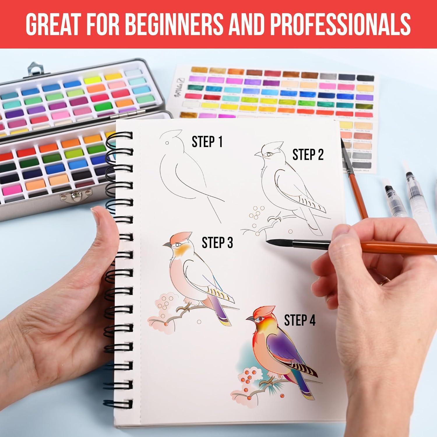 Conjunto de Pintura Acuarela Art Vista 100 Colores Brillantes