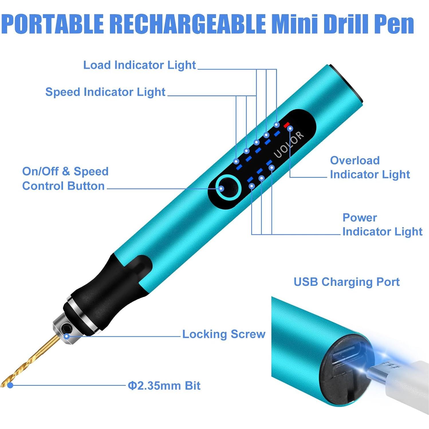 Taladro Mini Inalámbrico Uolor UH067 3 Velocidades 10 Brocas