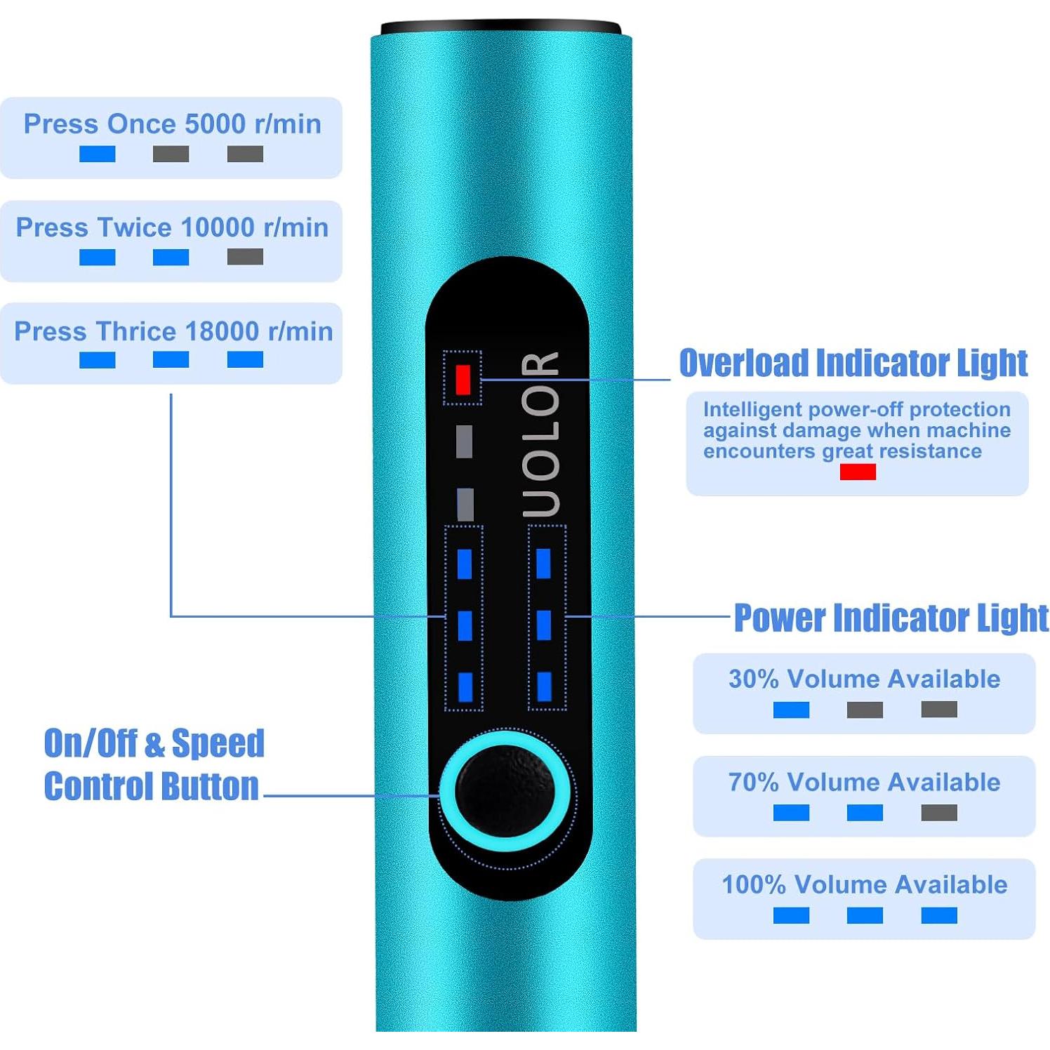 Taladro Mini Inalámbrico Uolor UH067 3 Velocidades 10 Brocas