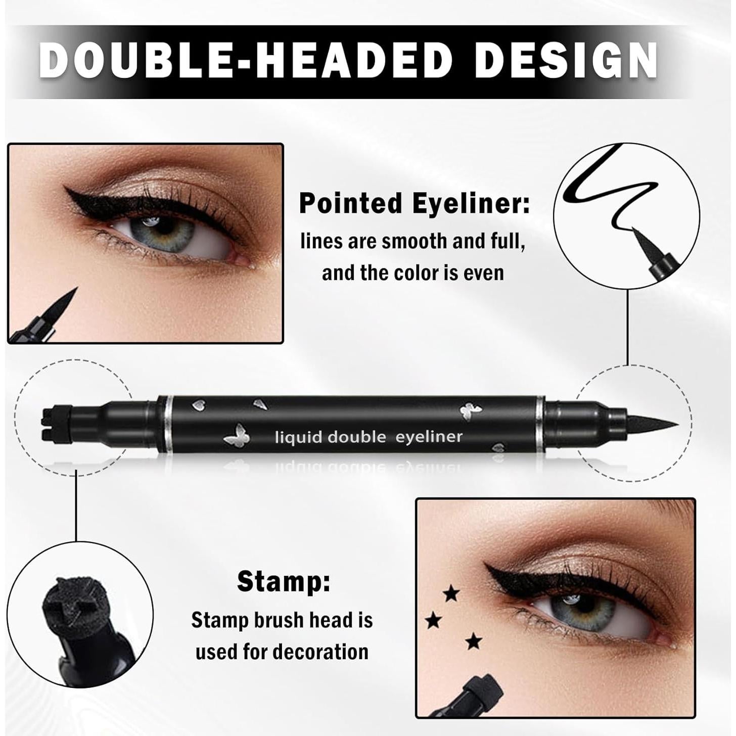 Eyeliner Doble Cabeza Negro XINGXYUEL con Sello Impermeable