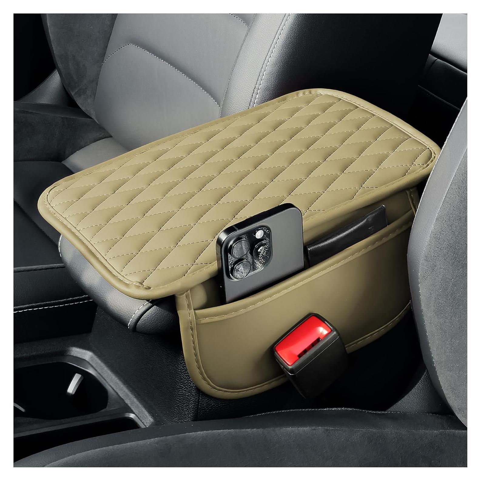Cubierta de reposabrazos para coche Carleef Beige con almacenamiento