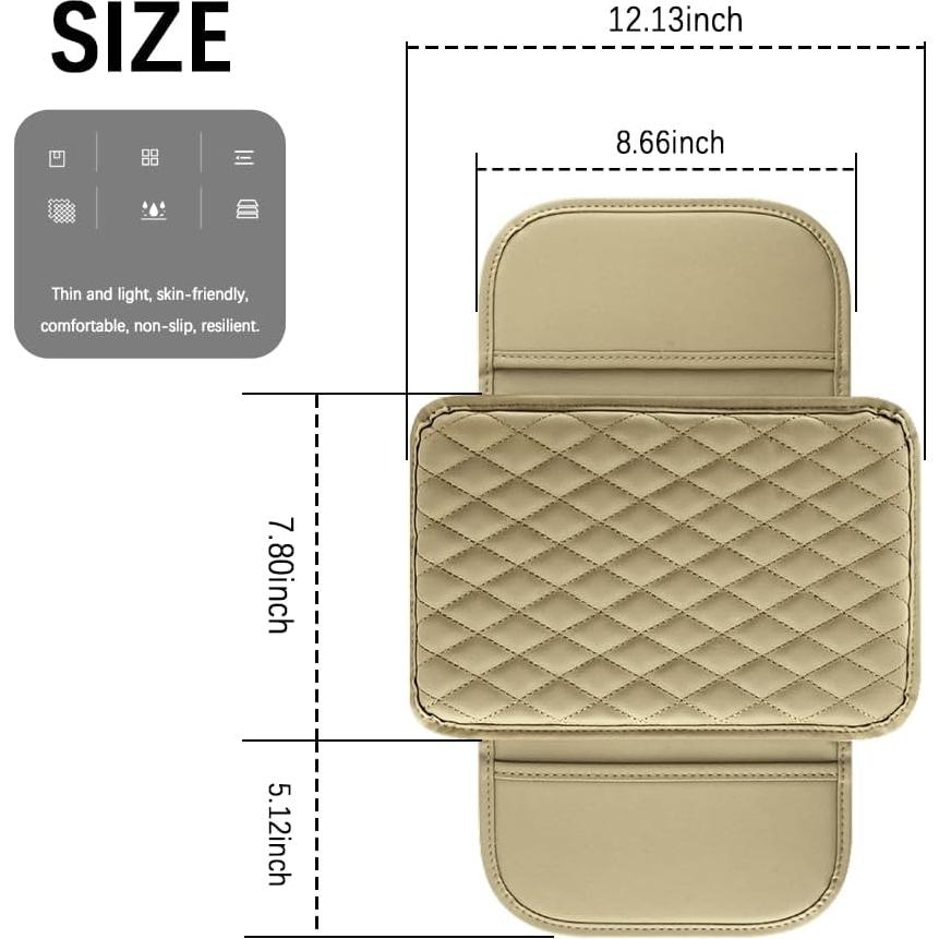 Cubierta de reposabrazos para coche Carleef Beige con almacenamiento