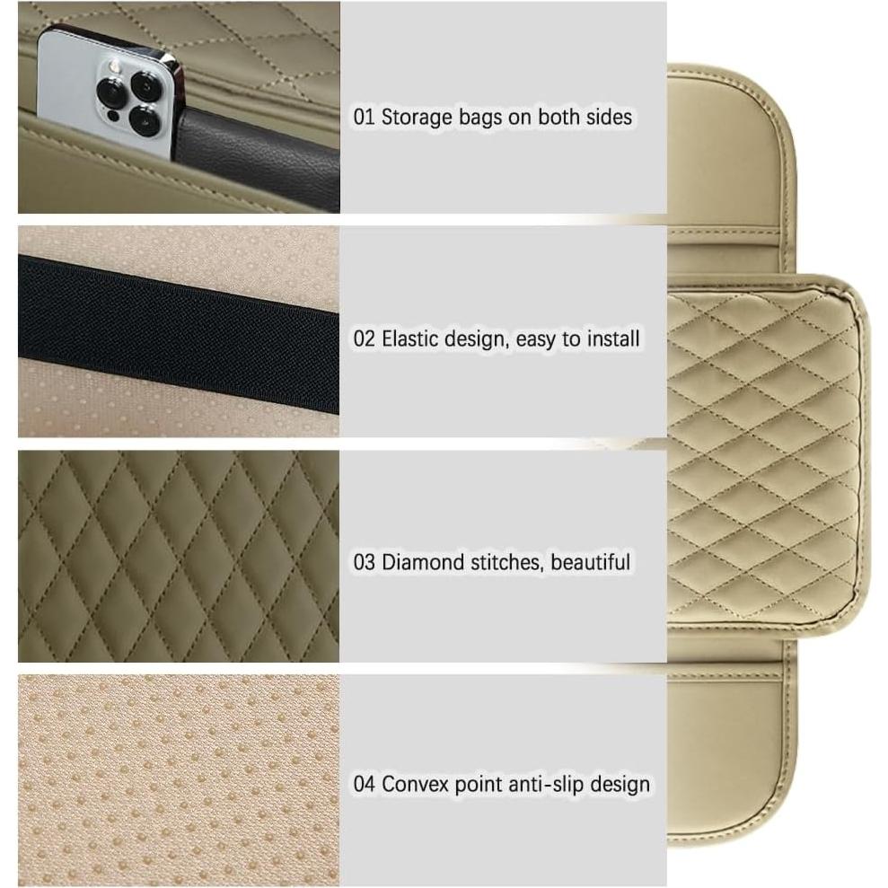 Cubierta de reposabrazos para coche Carleef Beige con almacenamiento