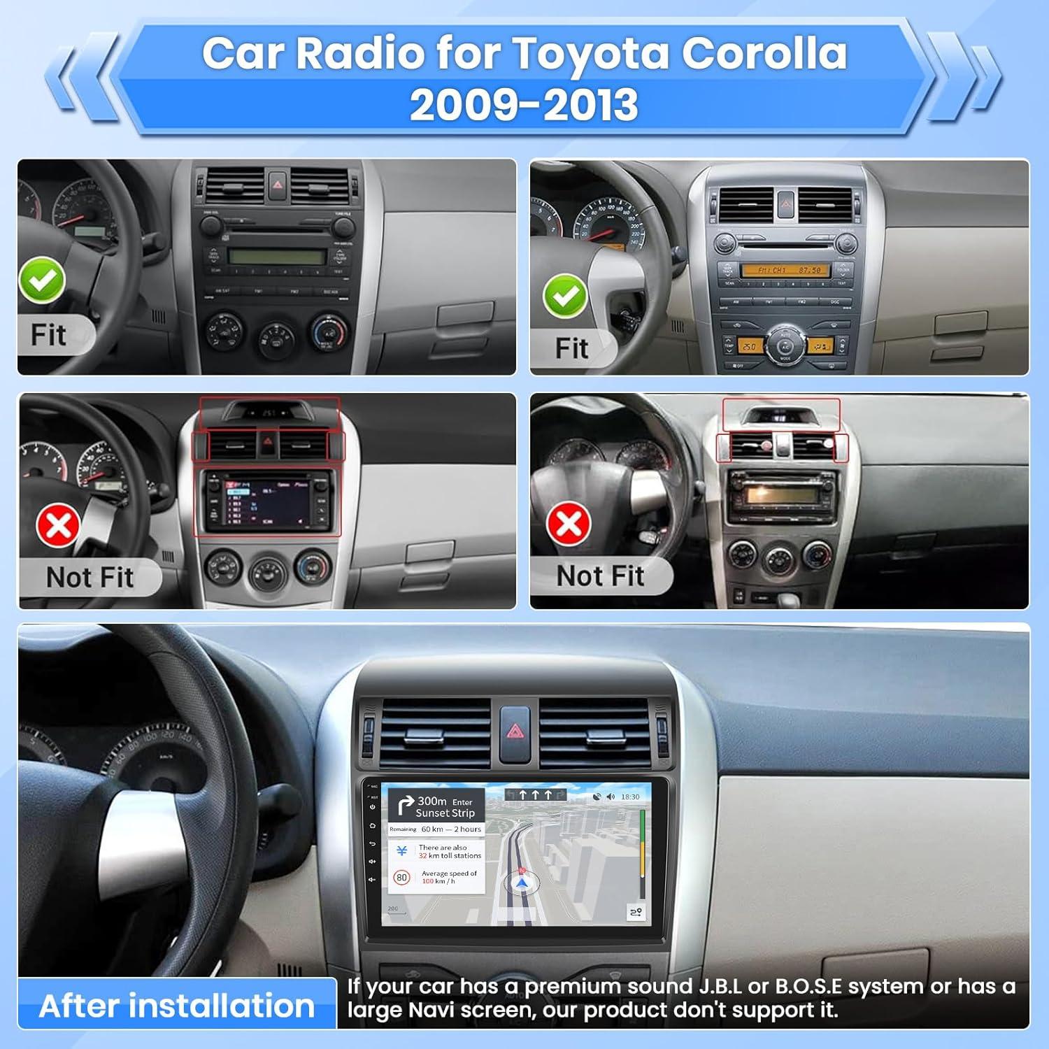 Estéreo de Coche Android Roinvou 9" para Toyota Corolla 2009-2013
