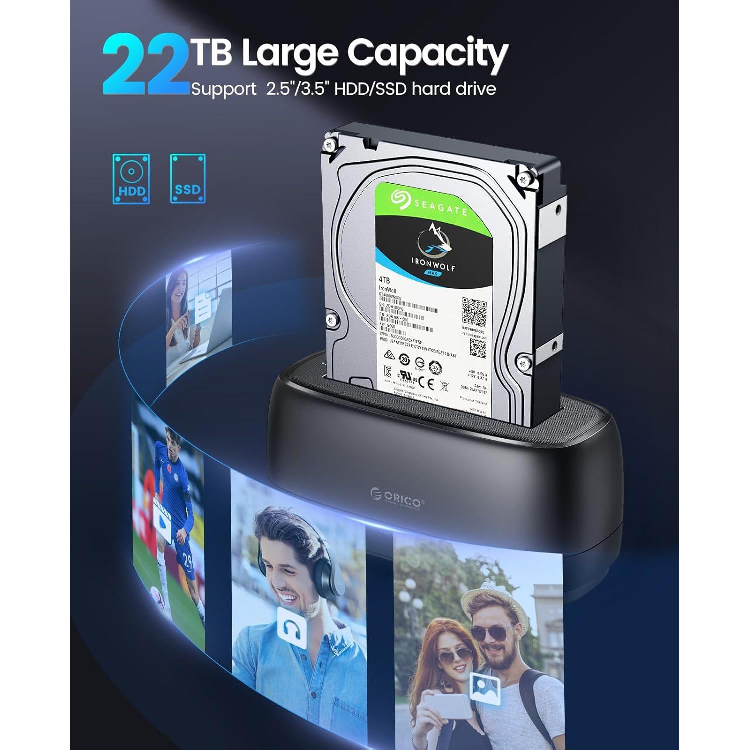 Estación de Acoplamiento ORICO para Disco Duro 2.5"/3.5" 22TB