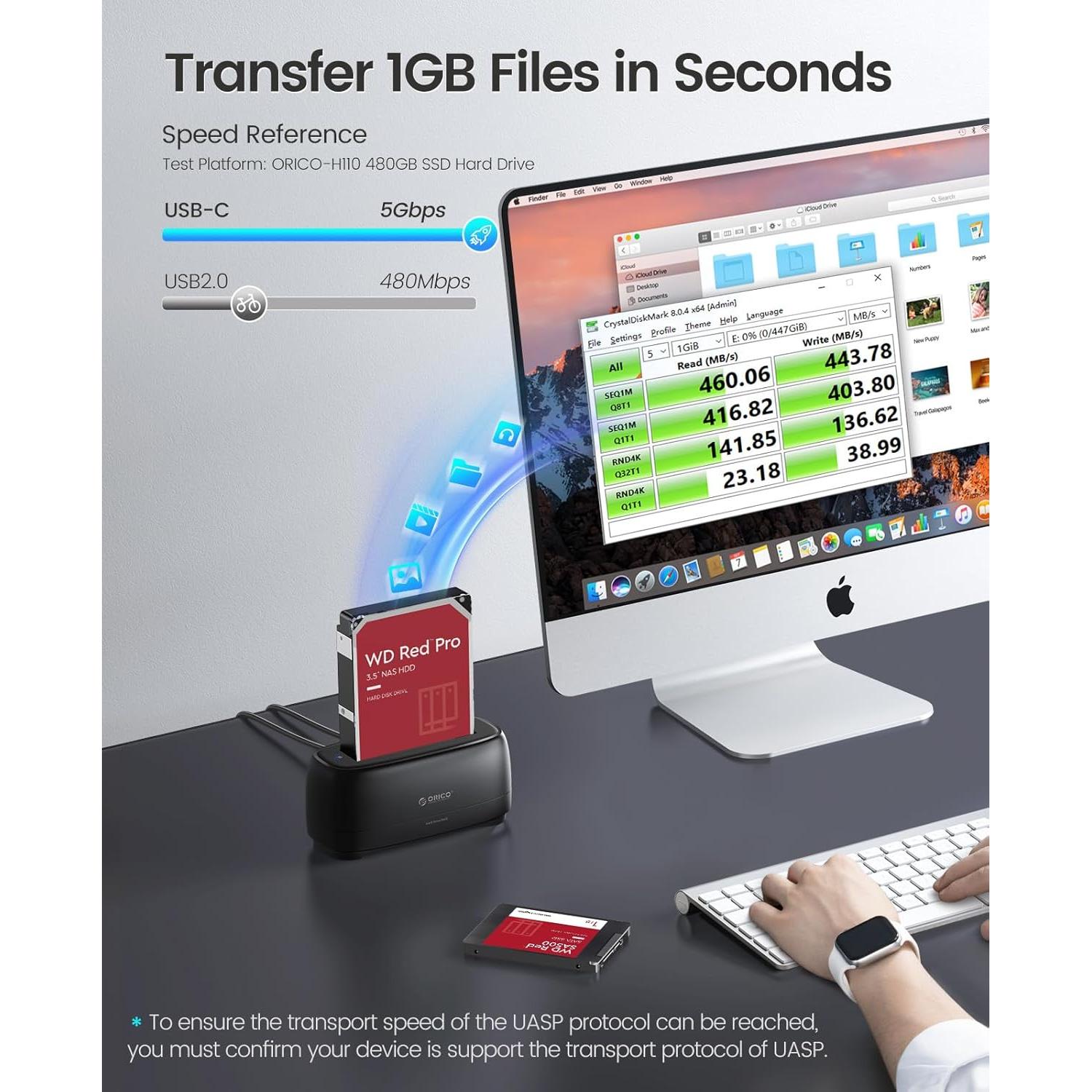 Estación de Acoplamiento ORICO para Disco Duro 2.5"/3.5" 22TB