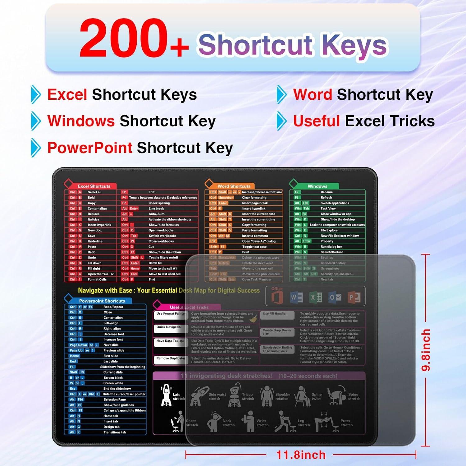 Alfombrilla de Ratón QOMOLAMA 49x42 cm Atajos de Excel