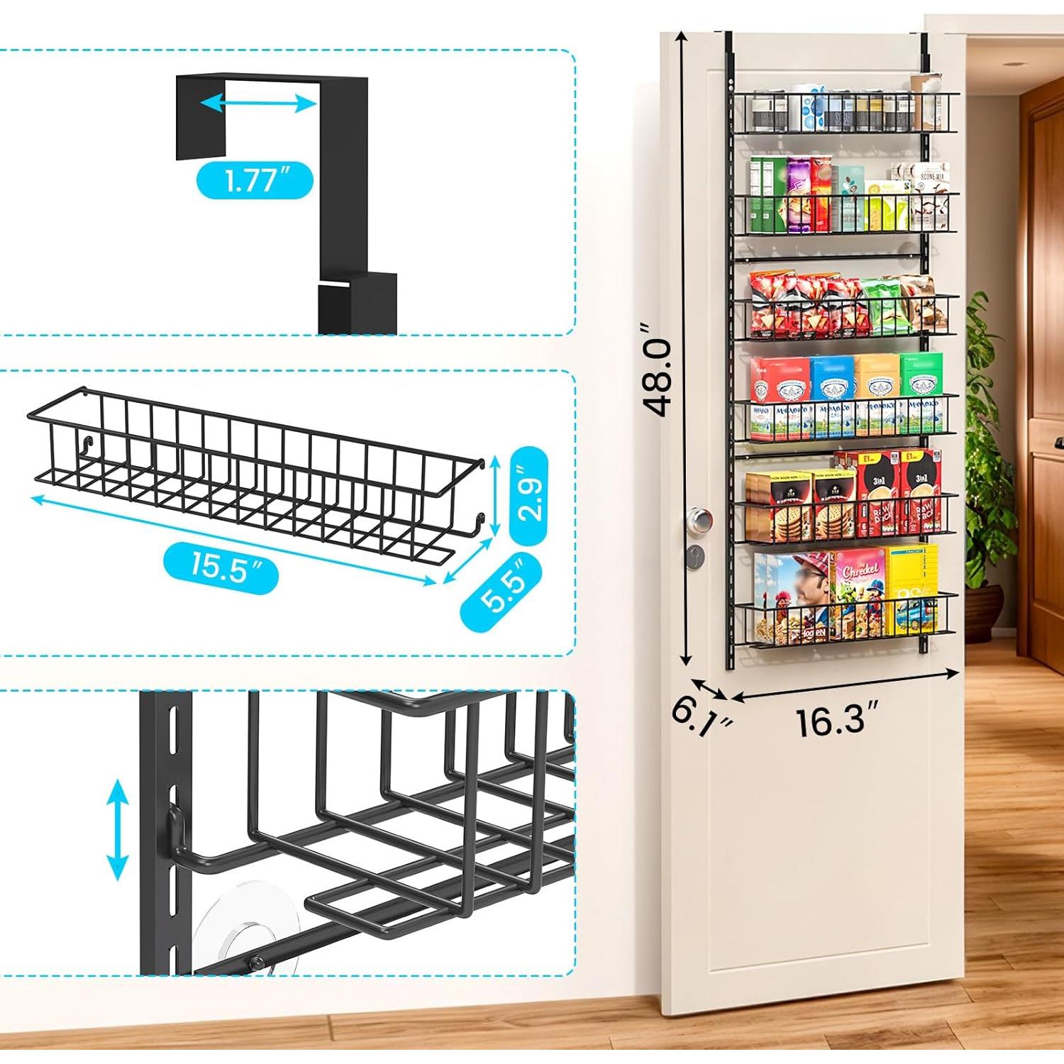 Organizador Colgante de Puerta ElegantArray 6 Niveles Metal Negro