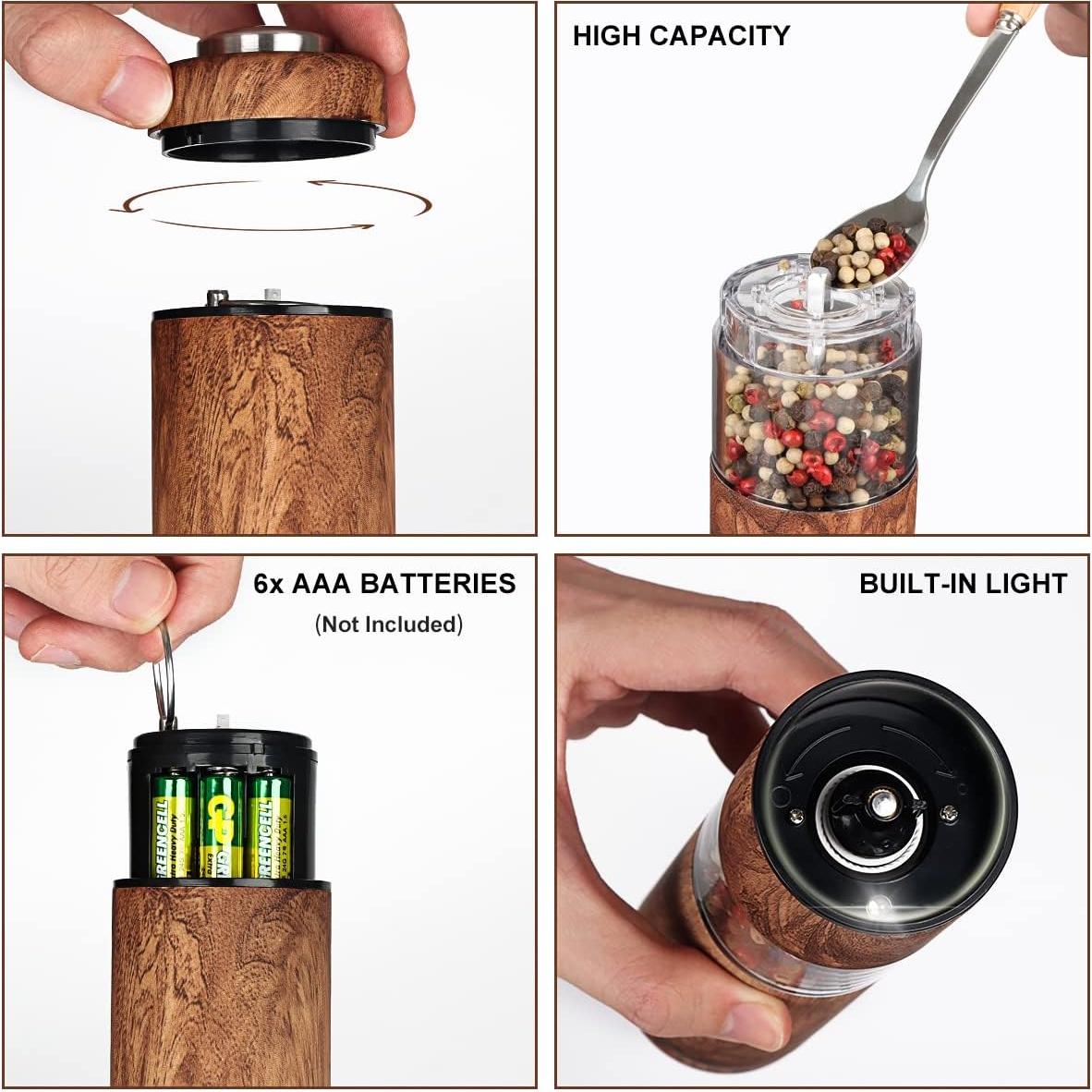 Juego de Molinillos Eléctricos de Sal y Pimienta Spacefrog - Grano Ajustable