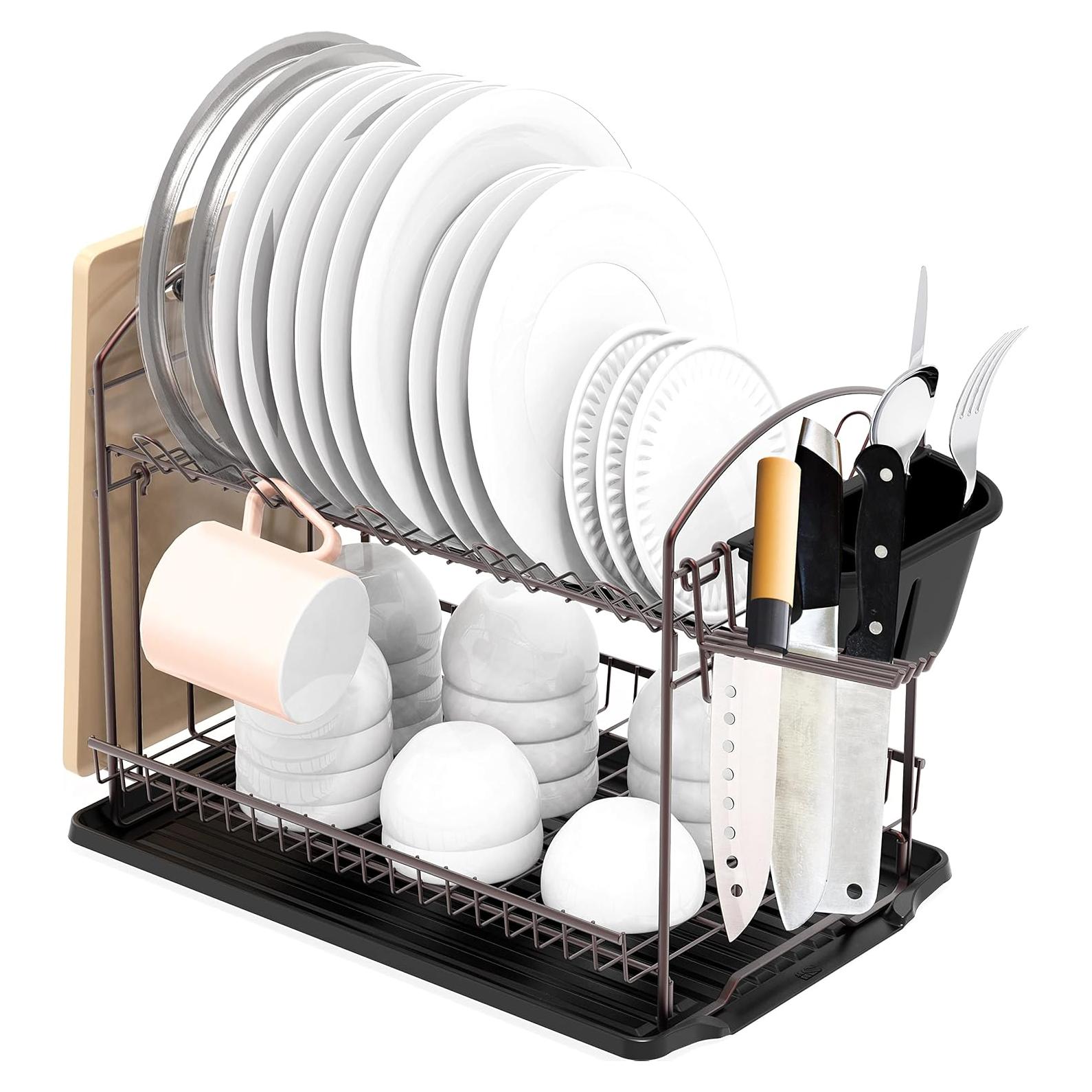 Estante para Platos de 2 Niveles Simple Houseware Bronce