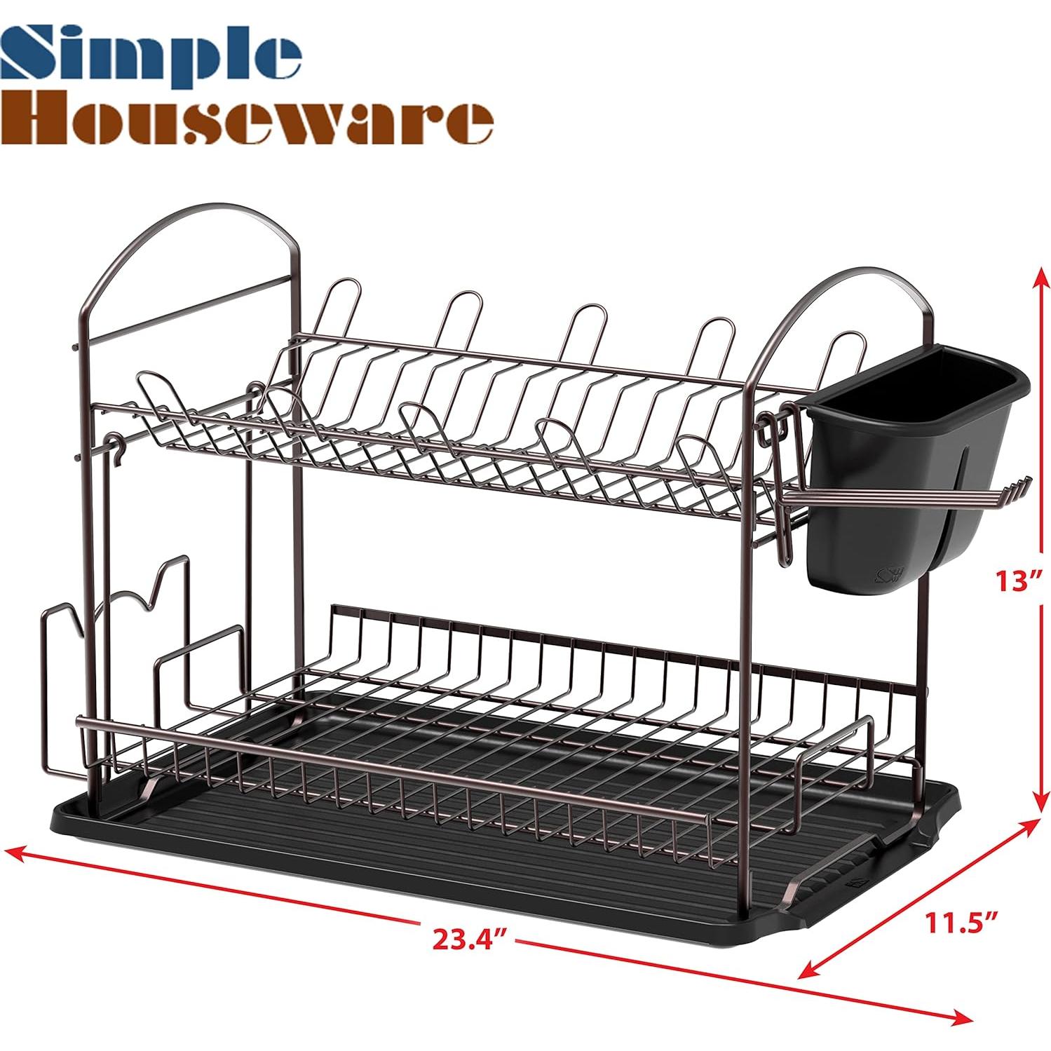 Estante para Platos de 2 Niveles Simple Houseware Bronce