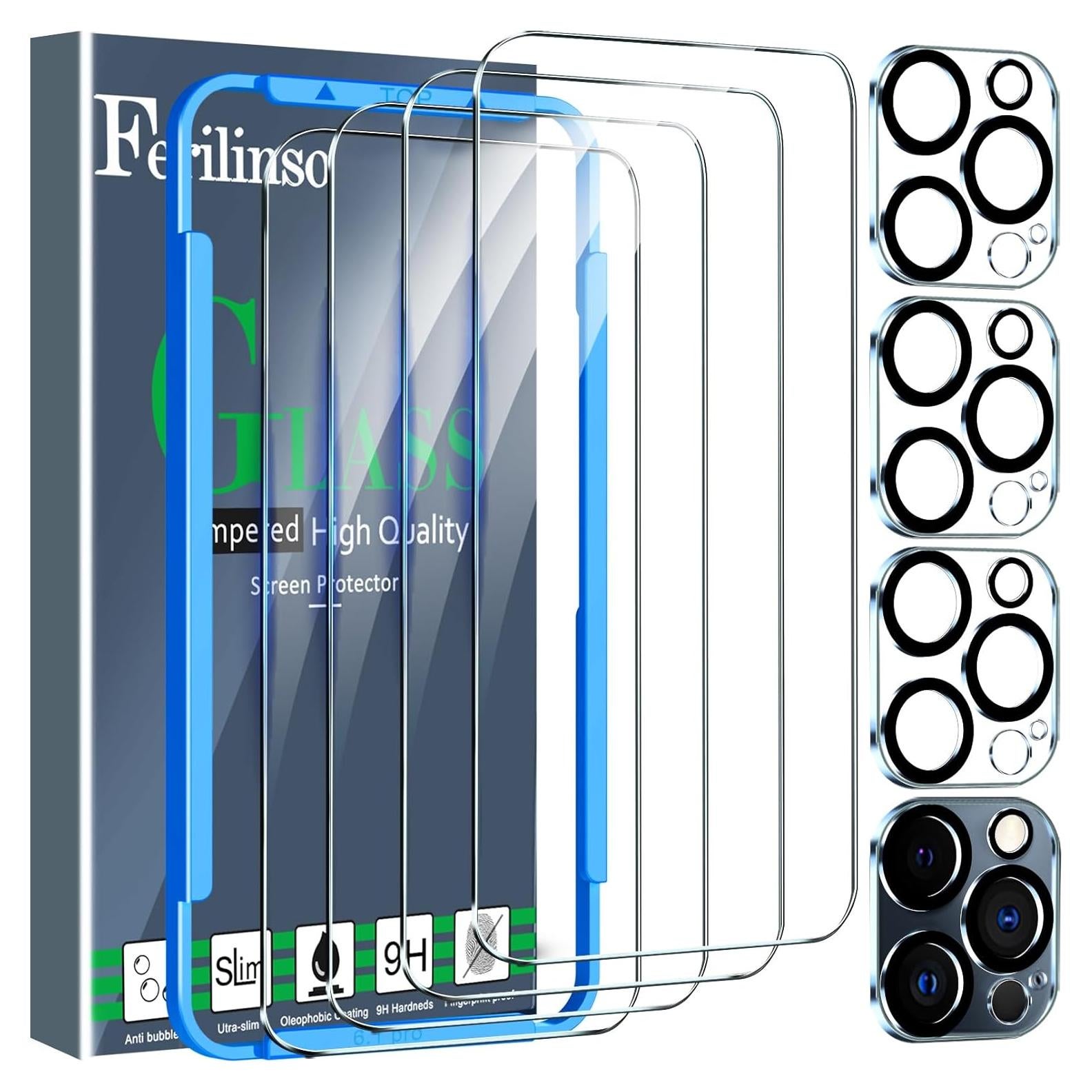 Protector de Pantalla Ferilinso para iPhone 15 Pro 4 Pack