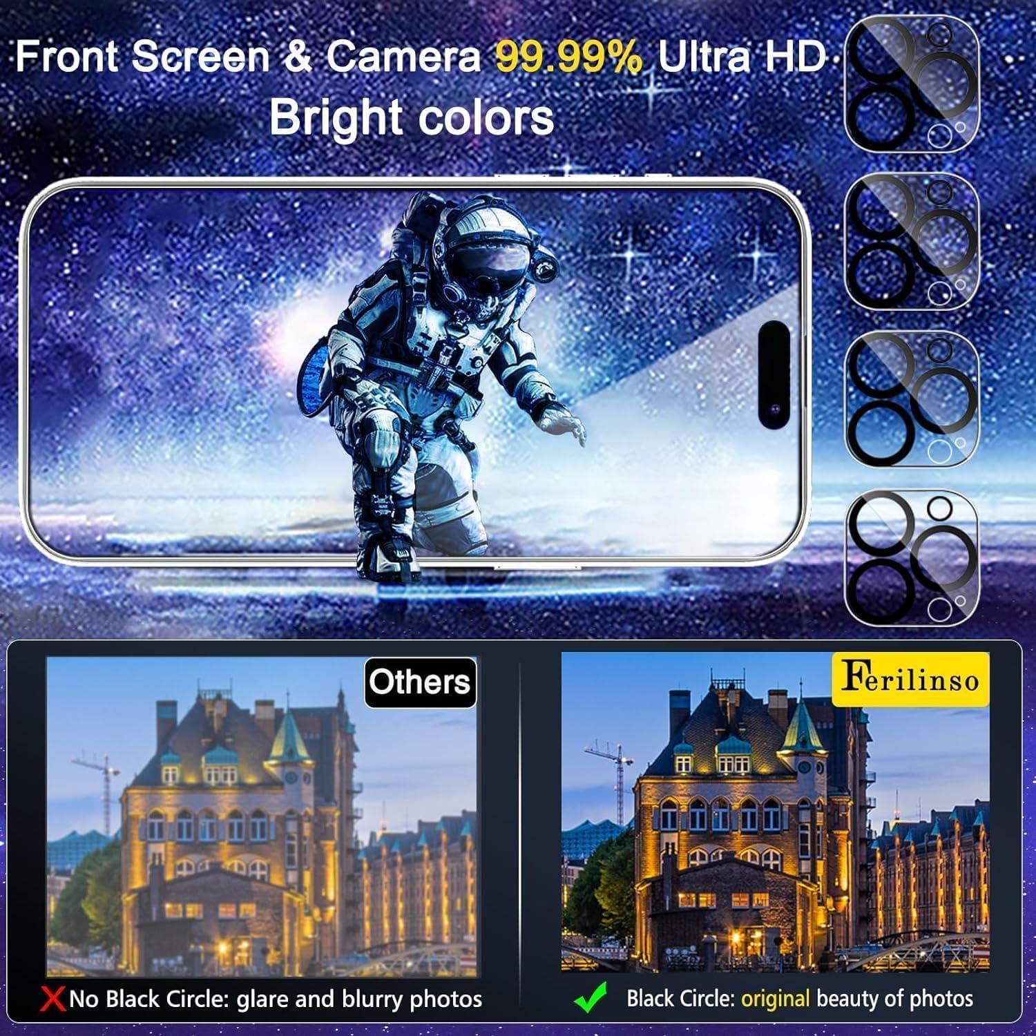 Protector de Pantalla Ferilinso para iPhone 15 Pro 4 Pack