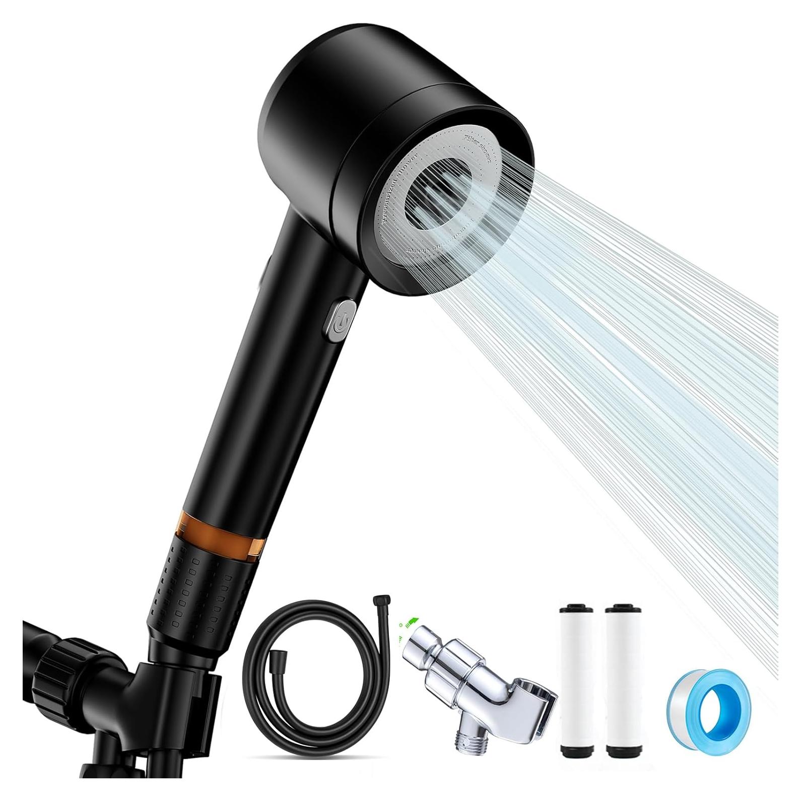 Cabezal de Ducha Filtrado YOUMEIYUAN Alta Presión 4 Modos Negro