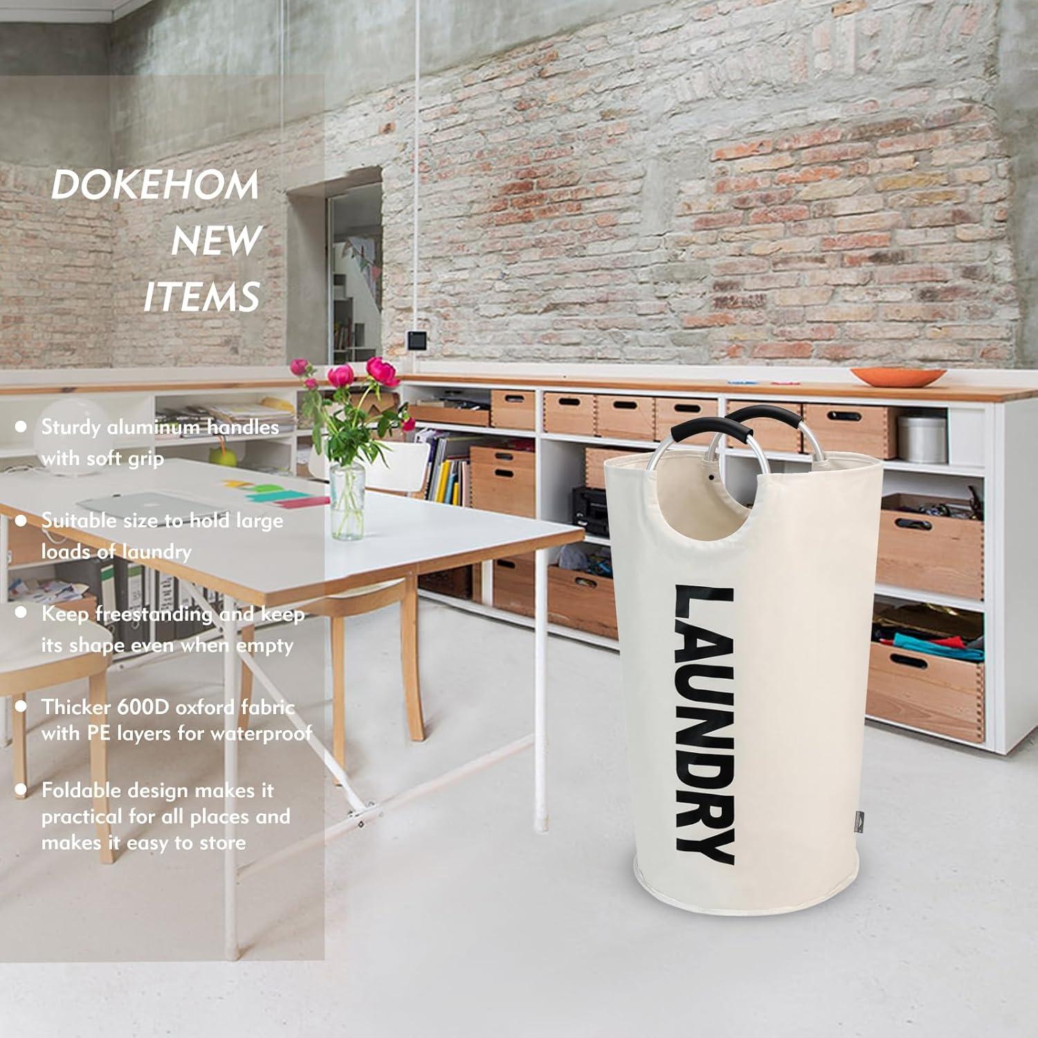 Cesto de Ropa Plegable DOKEHOM 90L Beige - Moderno y Resistente