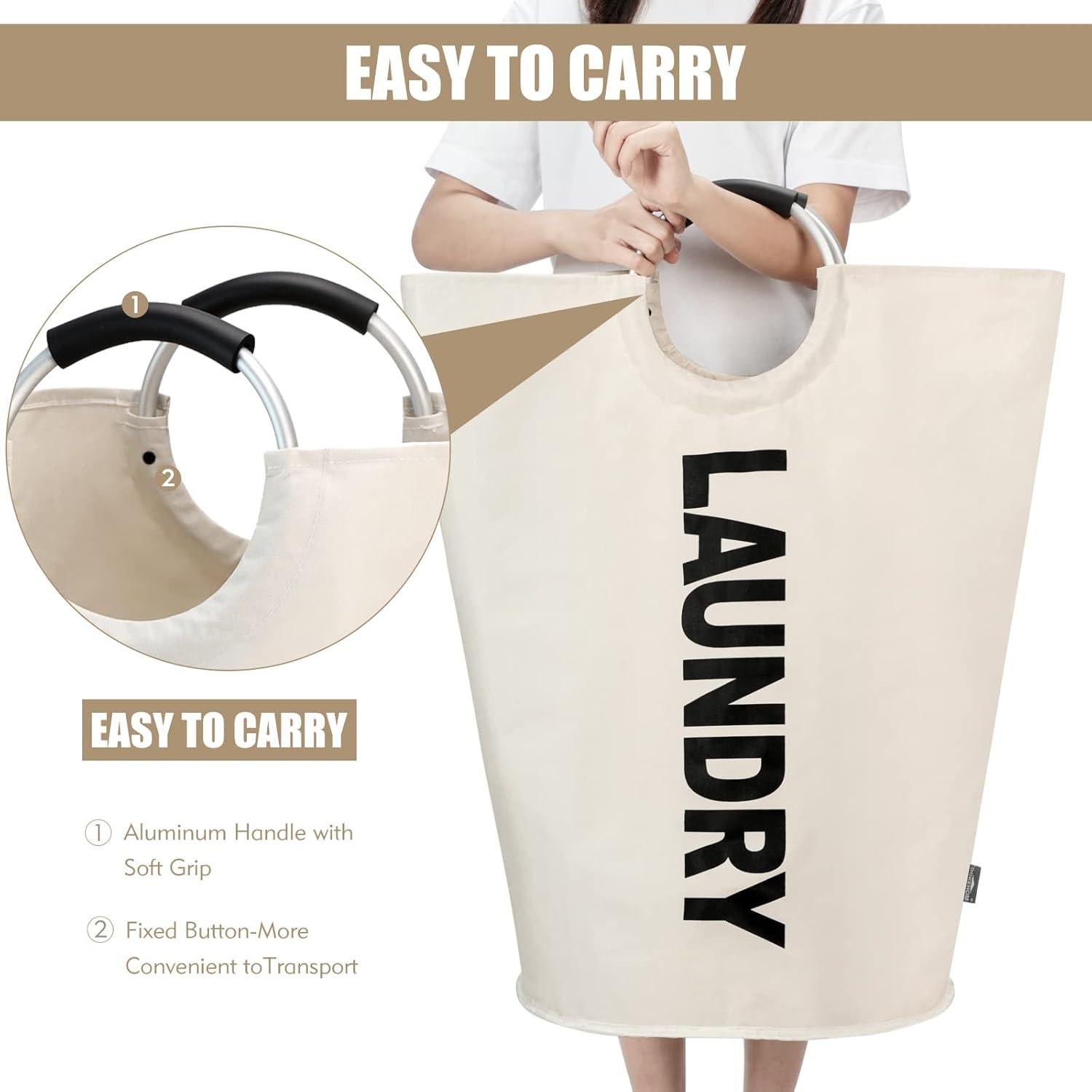 Cesto de Ropa Plegable DOKEHOM 90L Beige - Moderno y Resistente