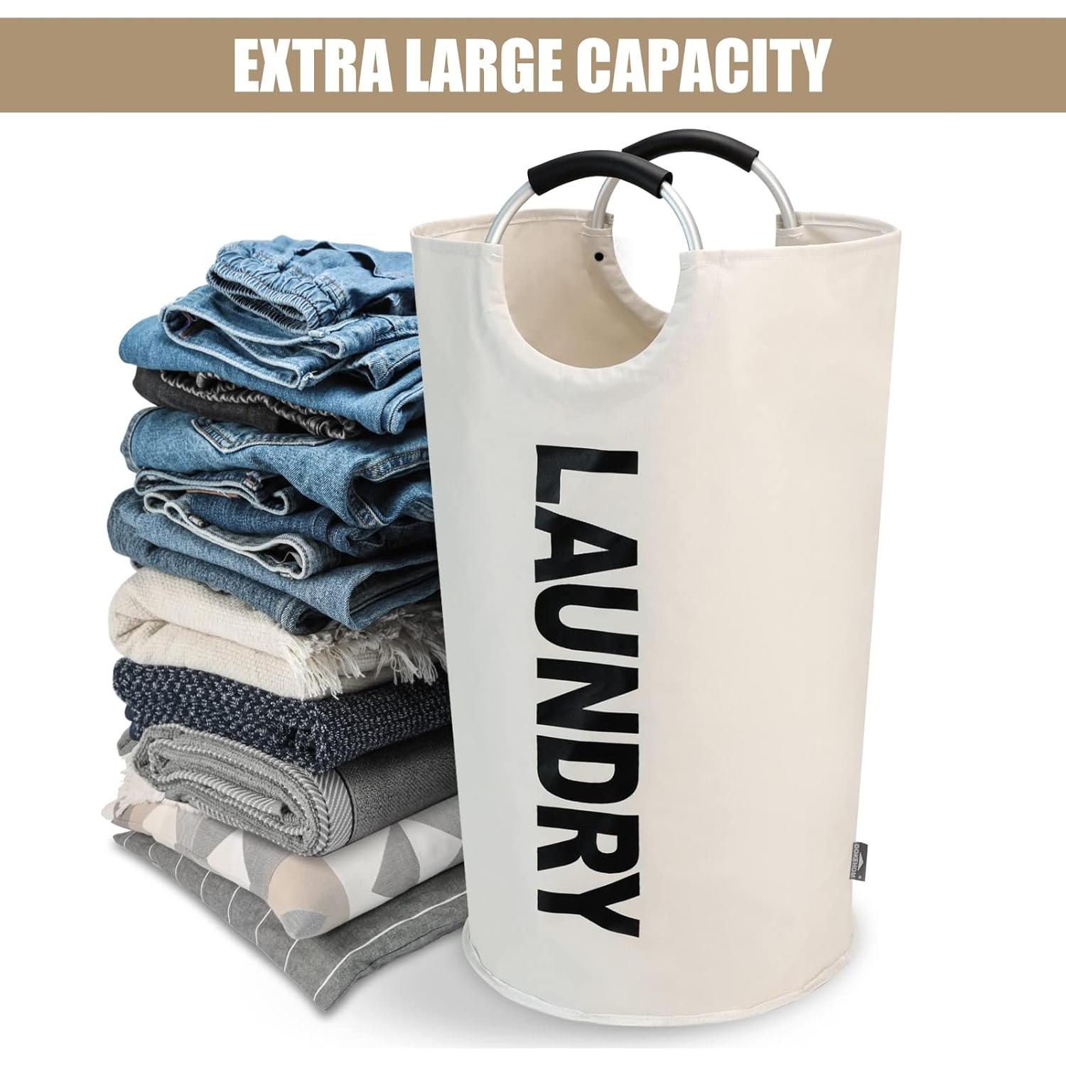 Cesto de Ropa Plegable DOKEHOM 90L Beige - Moderno y Resistente