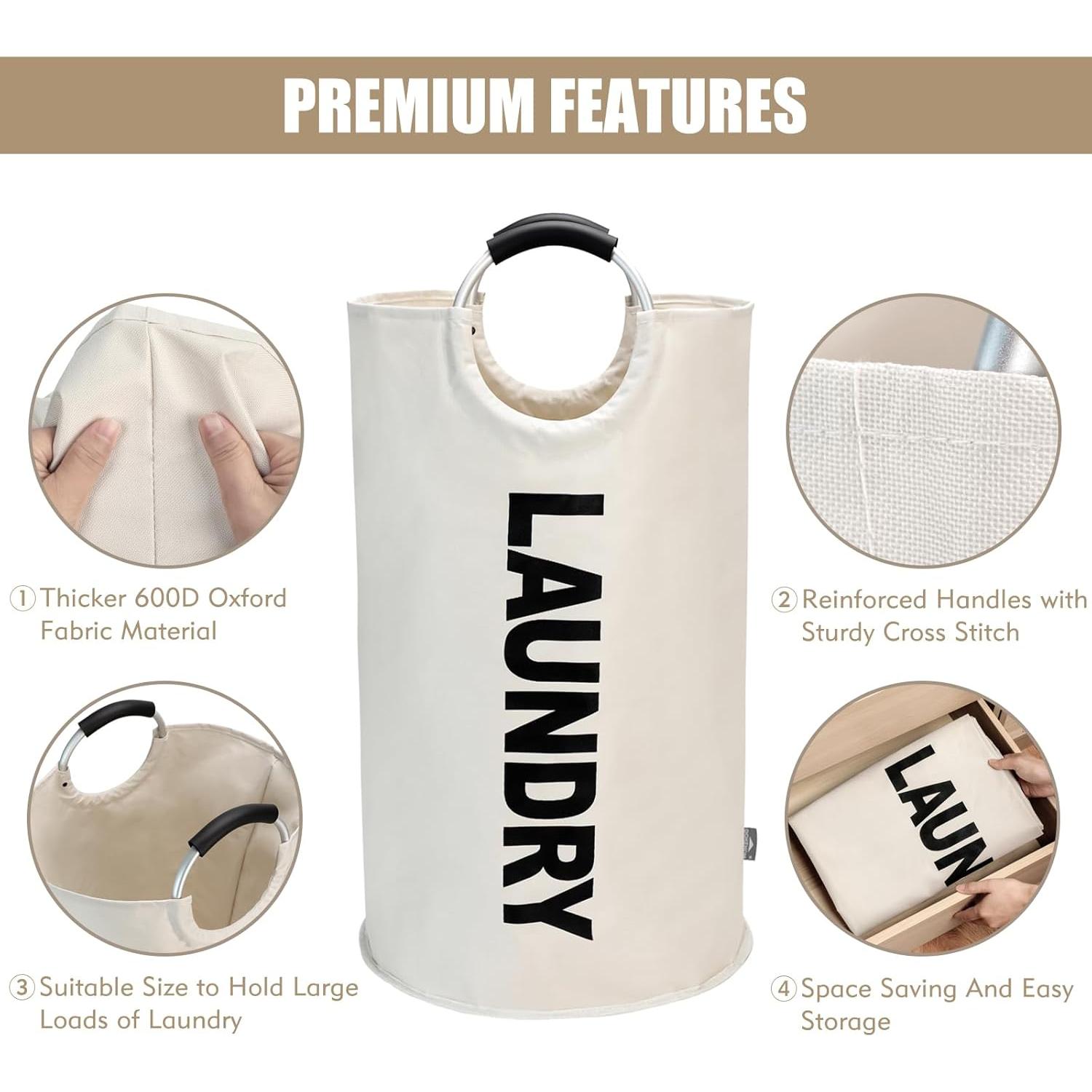 Cesto de Ropa Plegable DOKEHOM 90L Beige - Moderno y Resistente