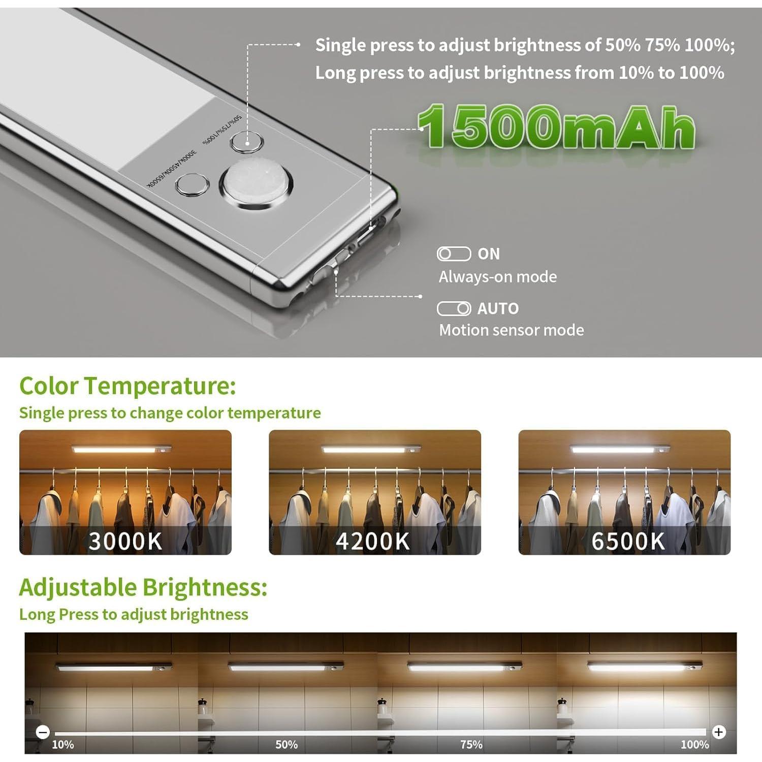 Luces Bajo Gabinete Recargables NXING S5 con Sensor de Movimiento